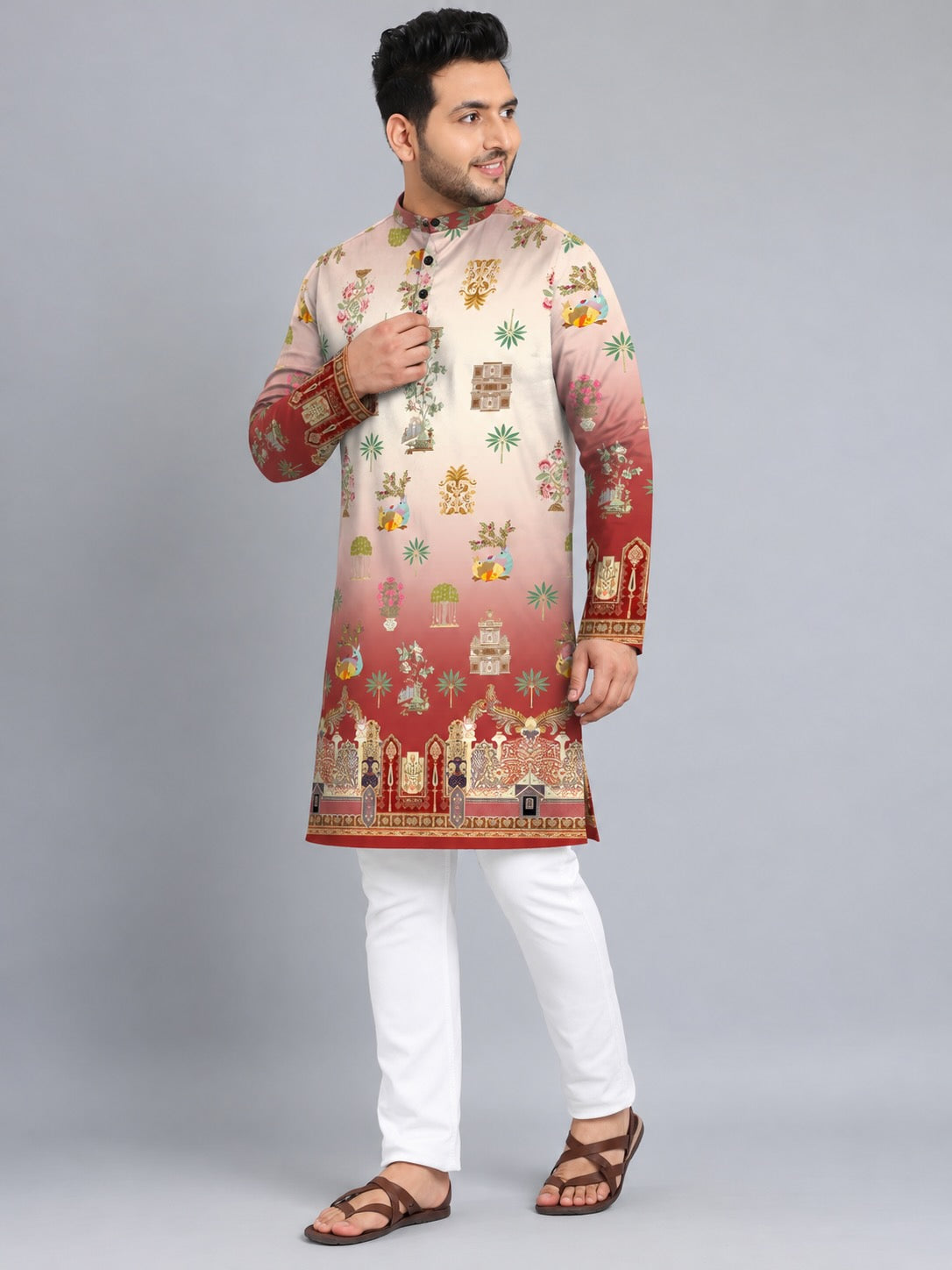 Royal Heritage Digital Printed Men's Plus Size Kurta