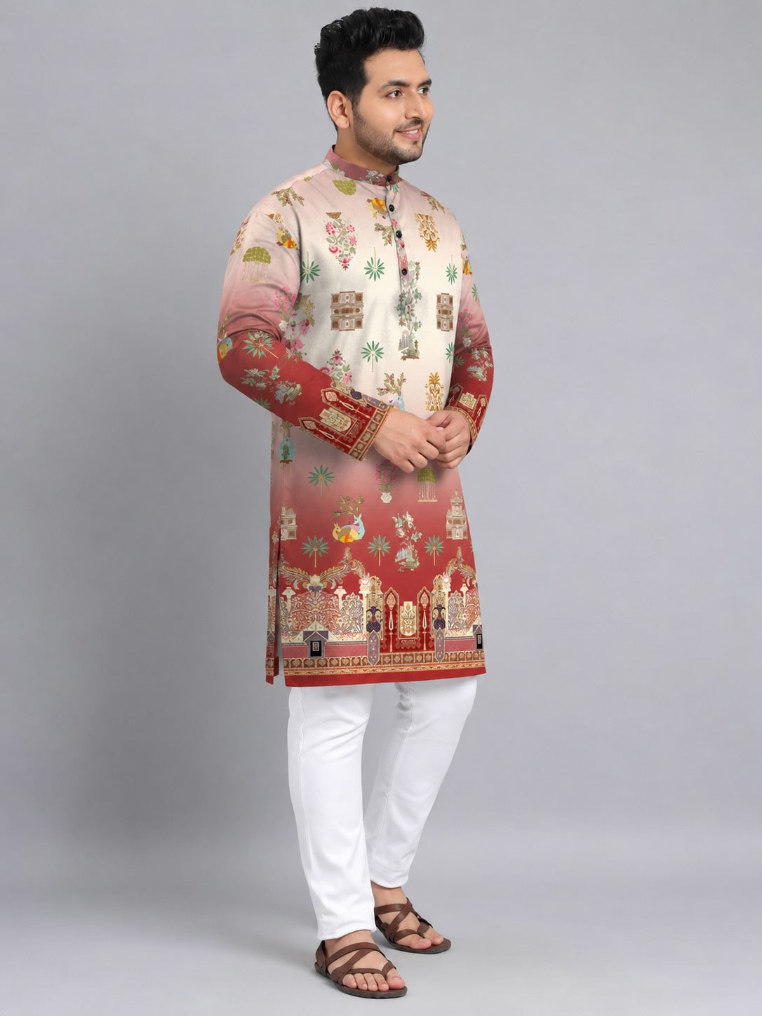 Royal Heritage Digital Printed Men's Plus Size Kurta
