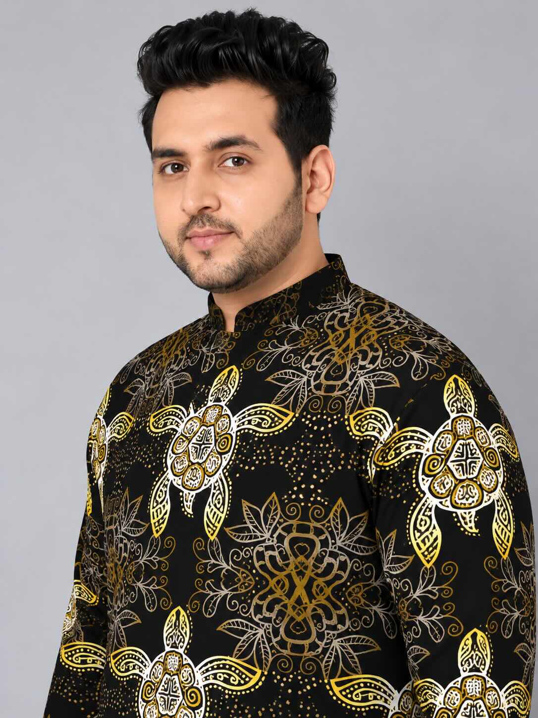 Golden Turtle Digital Printed Men's Plus Size Kurta