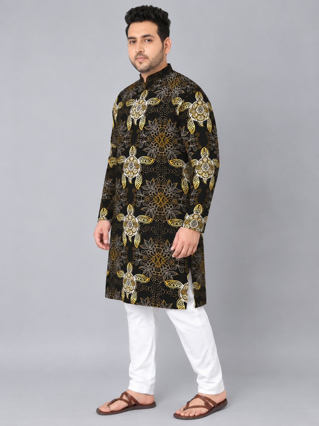 Golden Turtle Digital Printed Men's Plus Size Kurta