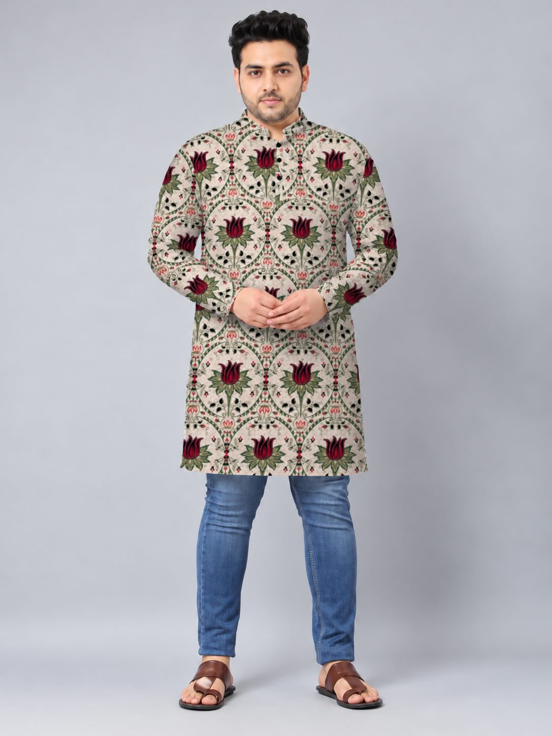 Imperial Tulip Digital Printed Men's Plus Size Kurta