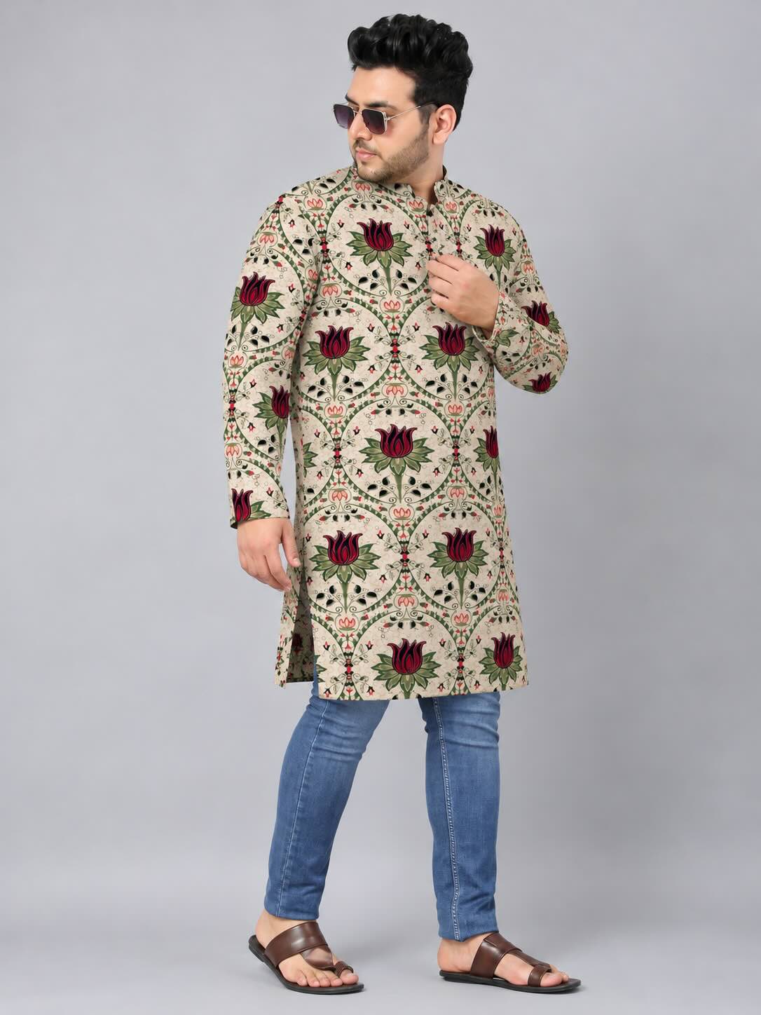 Imperial Tulip Digital Printed Men's Plus Size Kurta