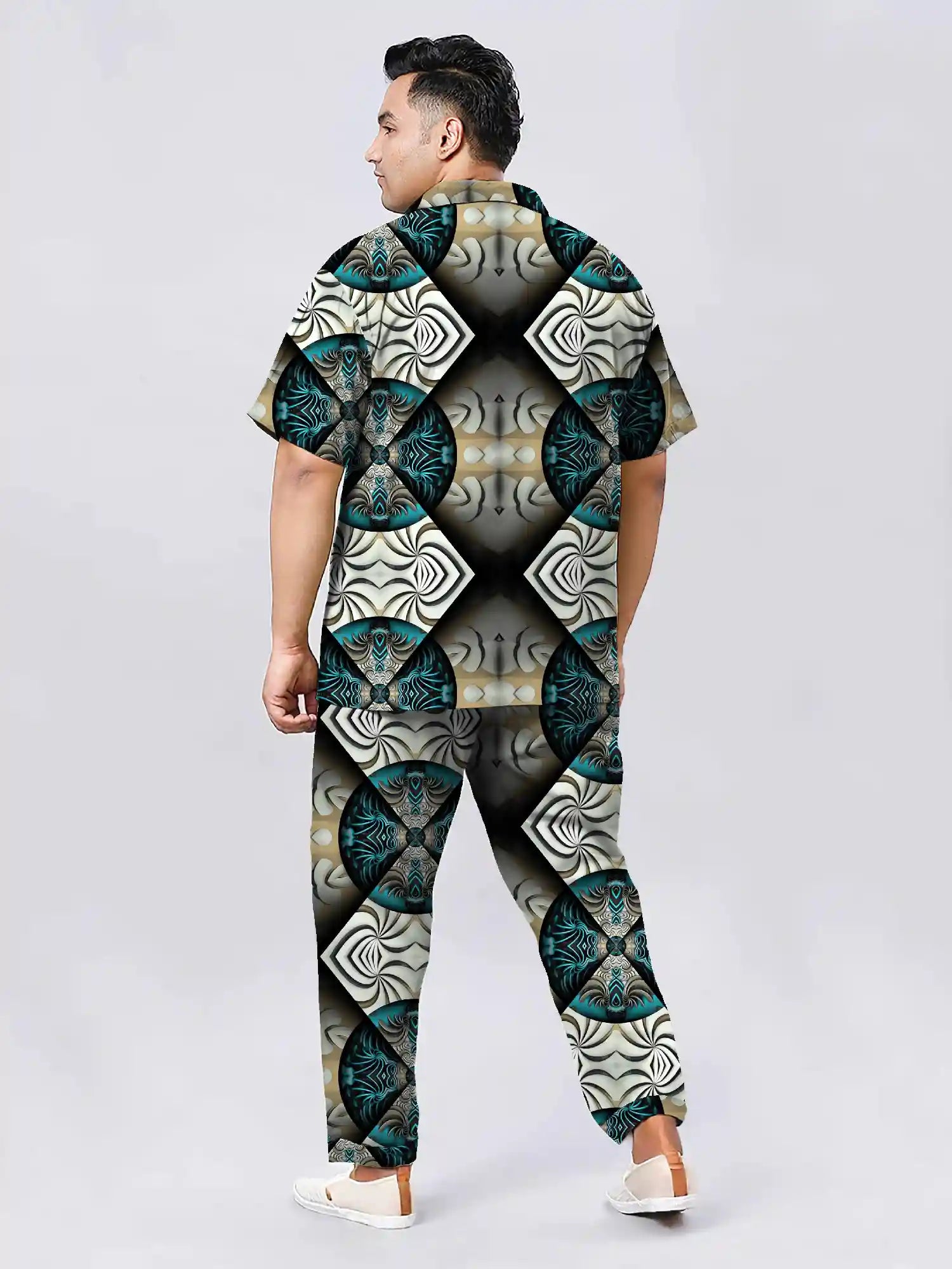 Fractal Art Plus Size Men's Full Co-ord Set