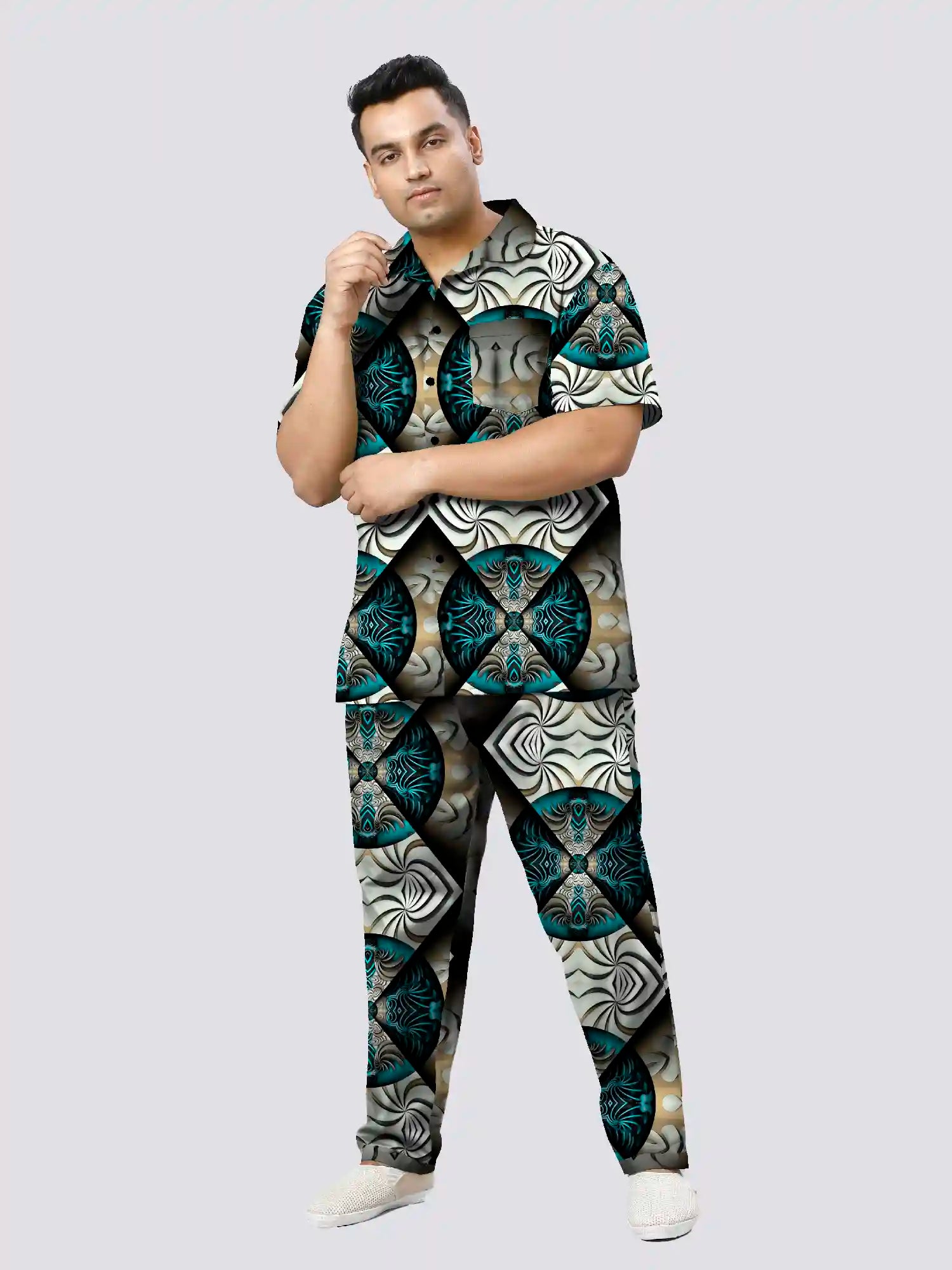 Fractal Art Plus Size Men's Full Co-ord Set