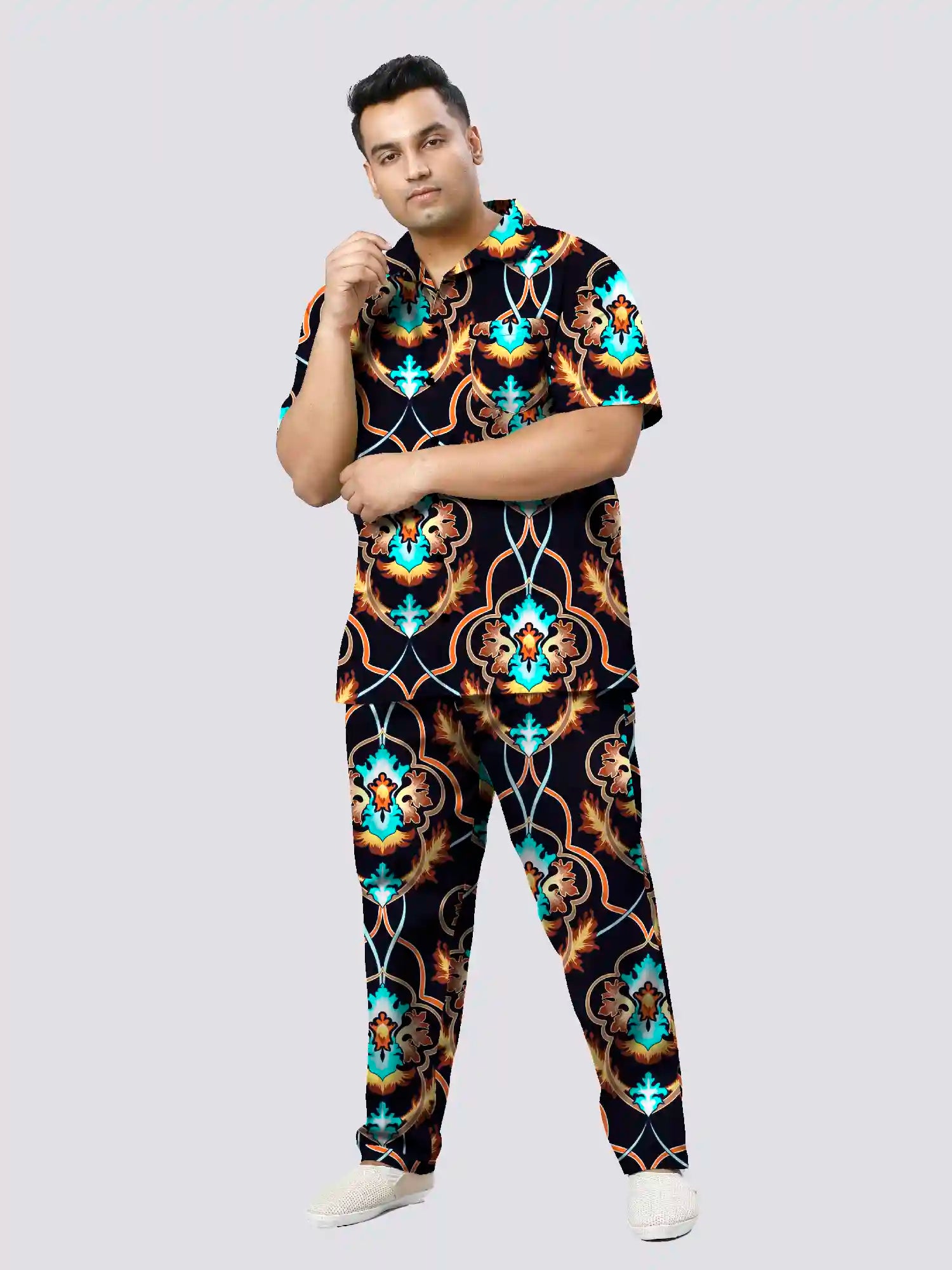 Elegant Pattern Plus Size Men's Full Co-ord Set