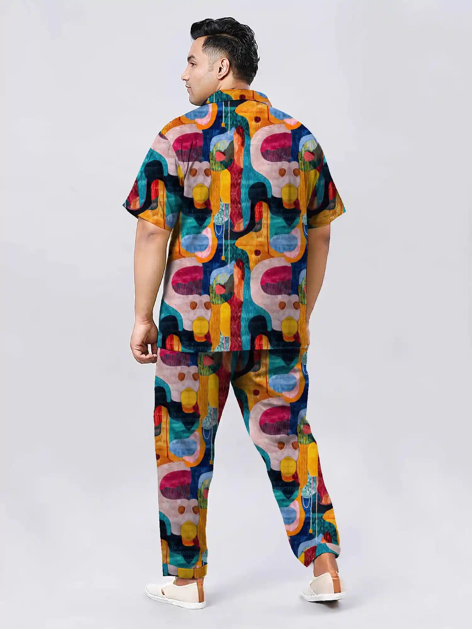 Canvas Art Printed Plus Size Men's Full Co-ord Set