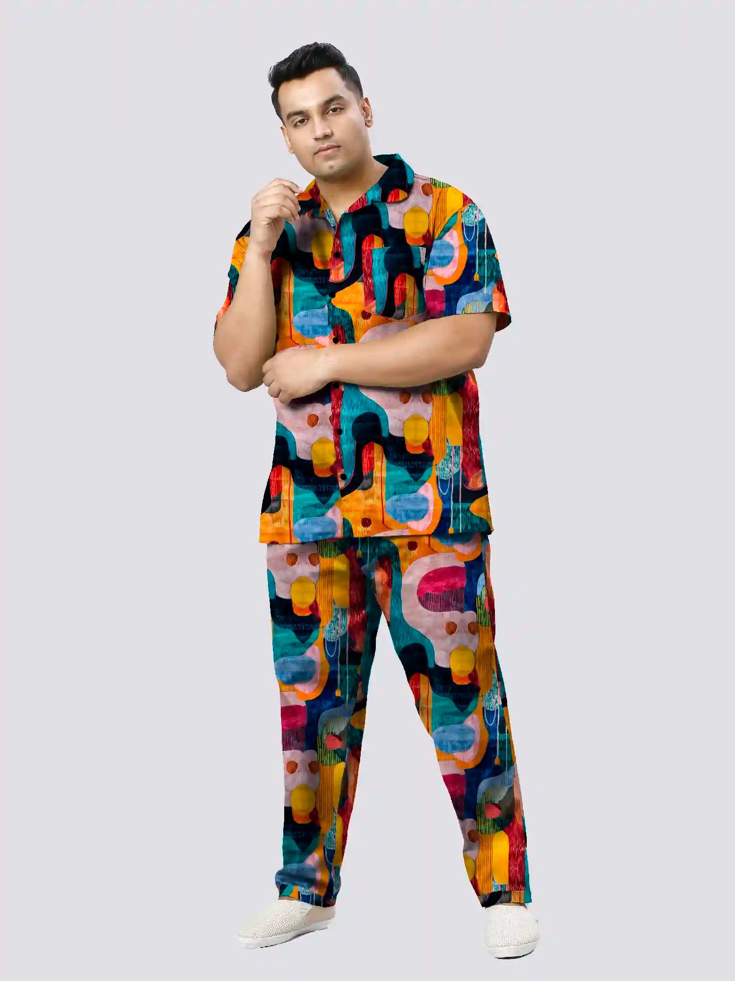 Canvas Art Printed Plus Size Men's Full Co-ord Set