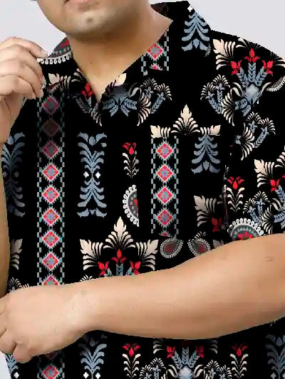 Turkish Motifs Printed Plus Size Men's Full Co-ord Set