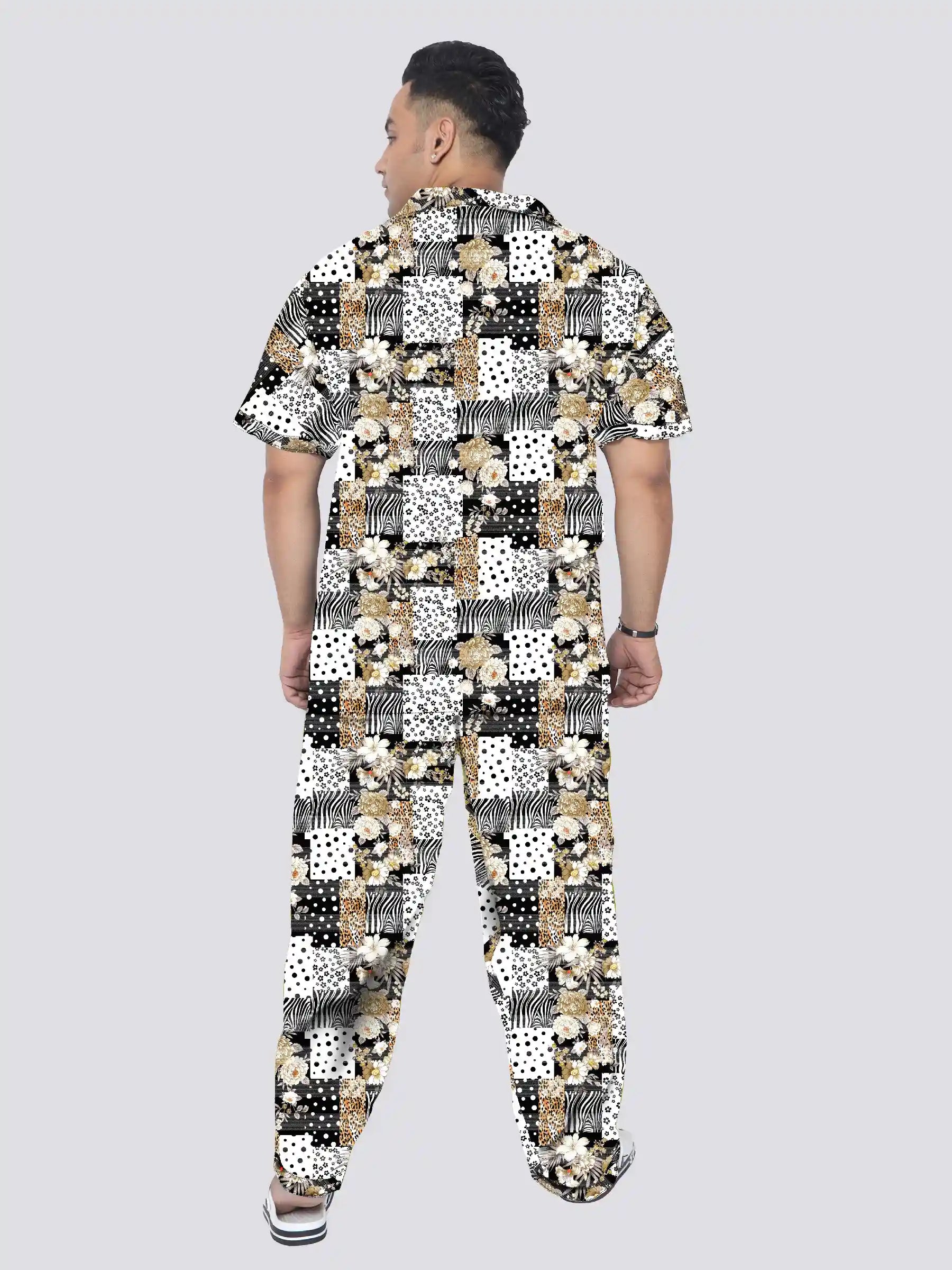Leopard Patchwork Plus Size Men's Full Co-ord Set