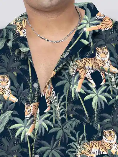 Tigers in Palms Plus Size Men's Full Co-ord Set
