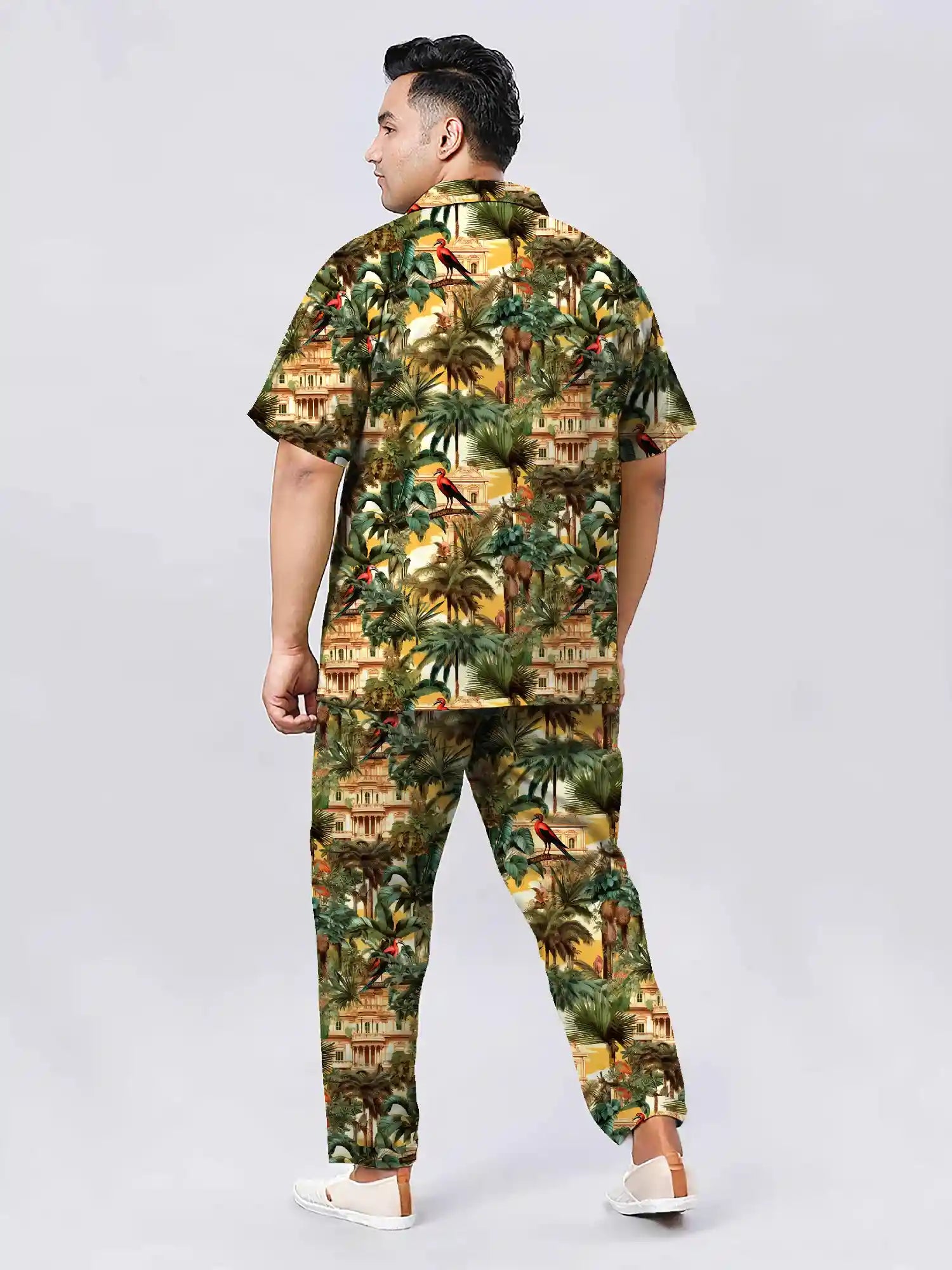 Banana Tree in Palace Printed Plus Size Men's Full Co-ord Set