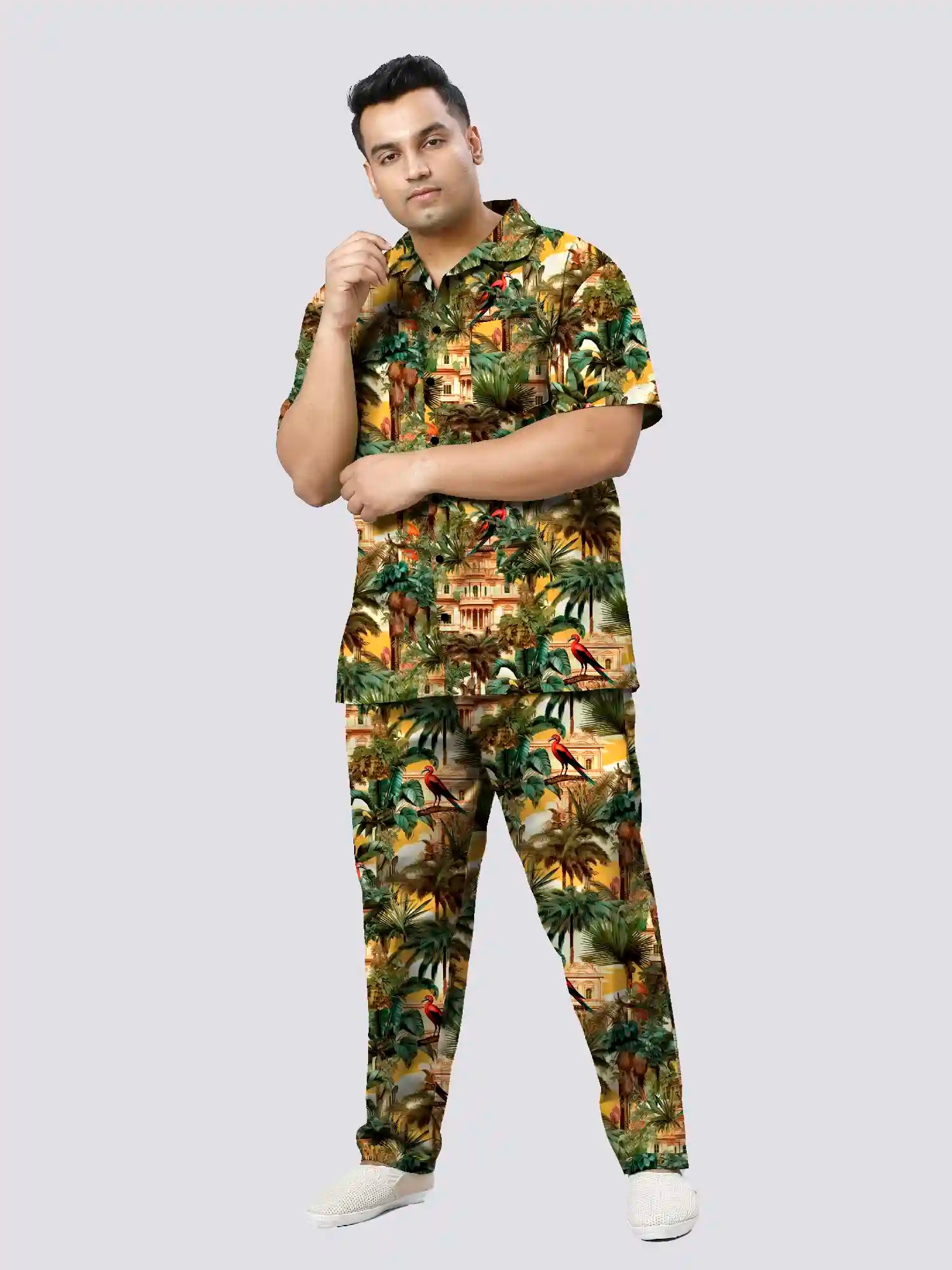 Banana Tree in Palace Printed Plus Size Men's Full Co-ord Set