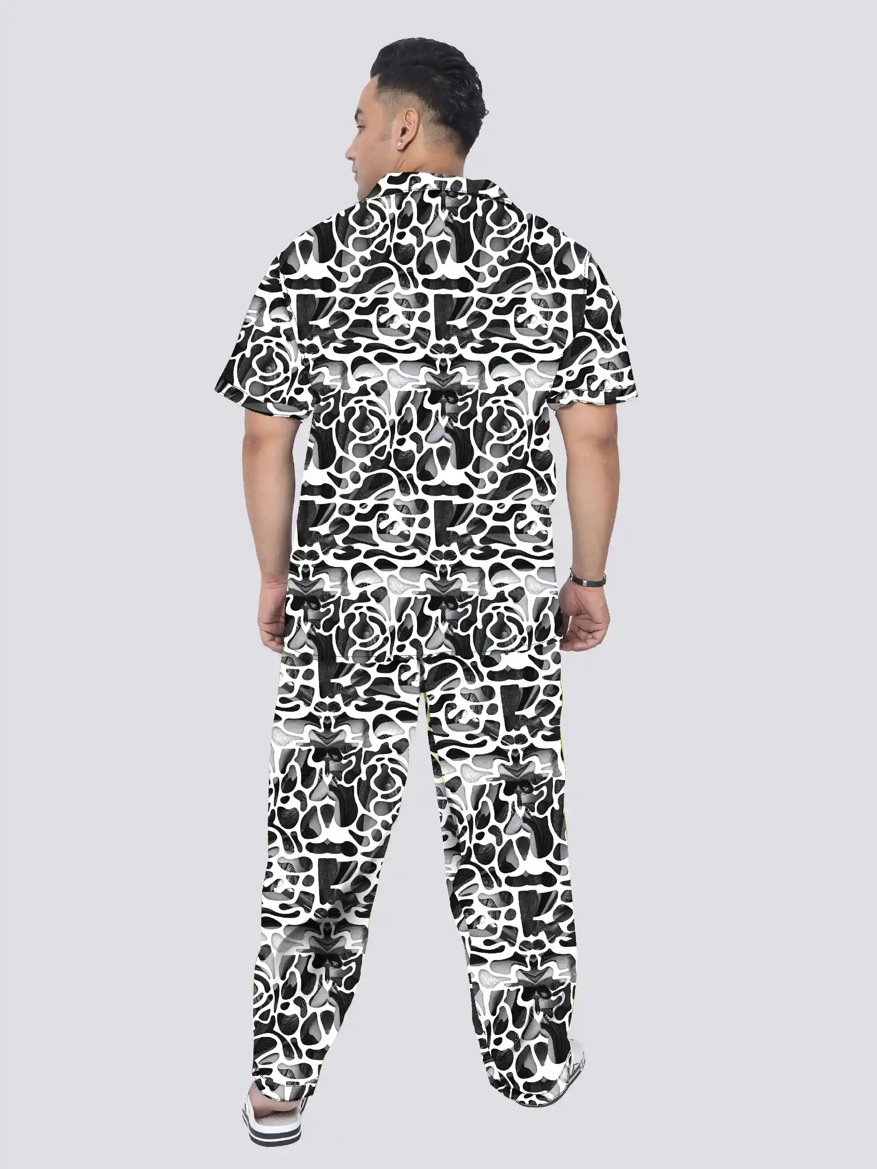 Amorphous Shapes Printed Plus Size Men's Full Co-ord Set