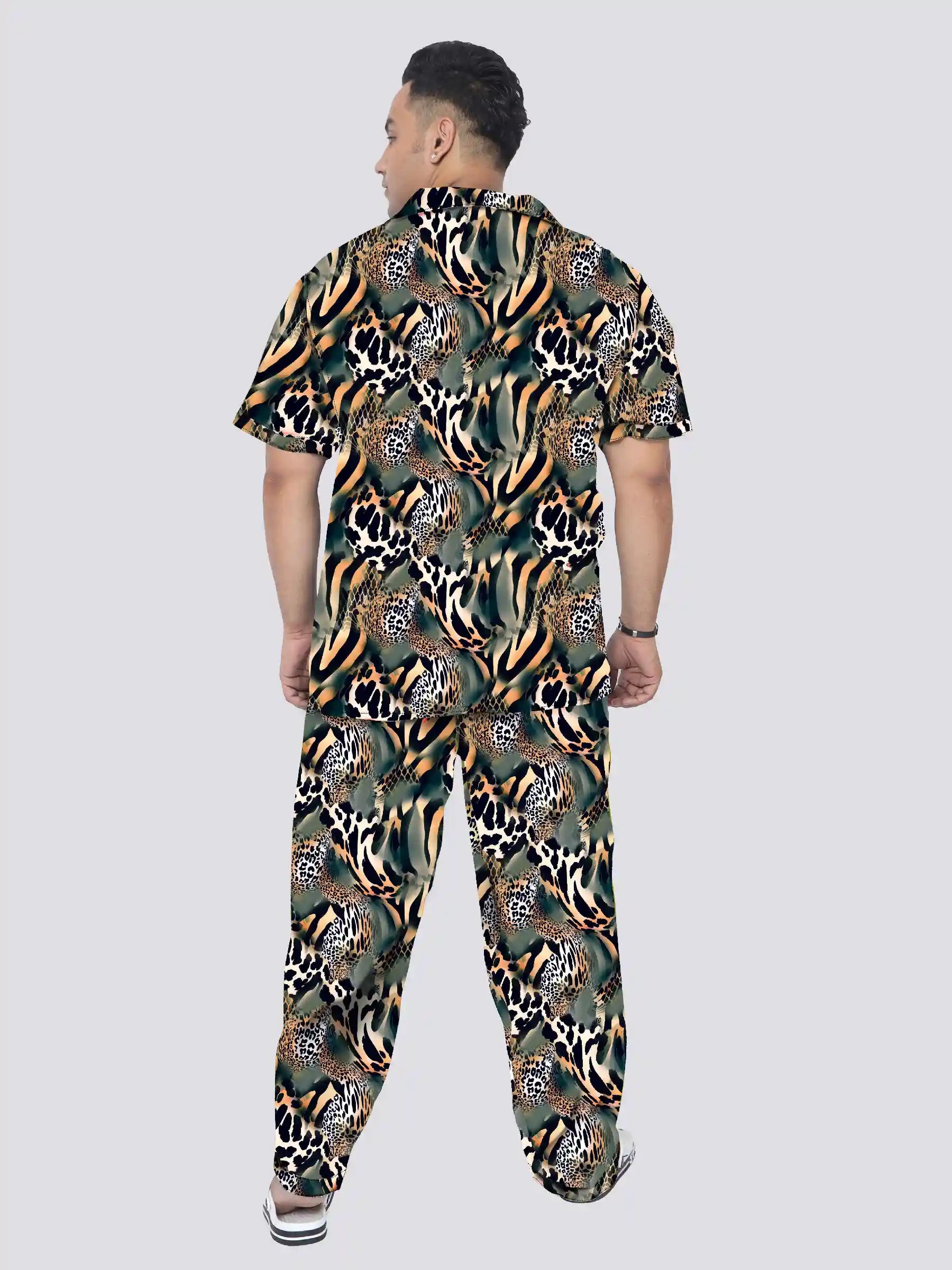 Leopard Prints Plus Size Men's Full Co-ord Set