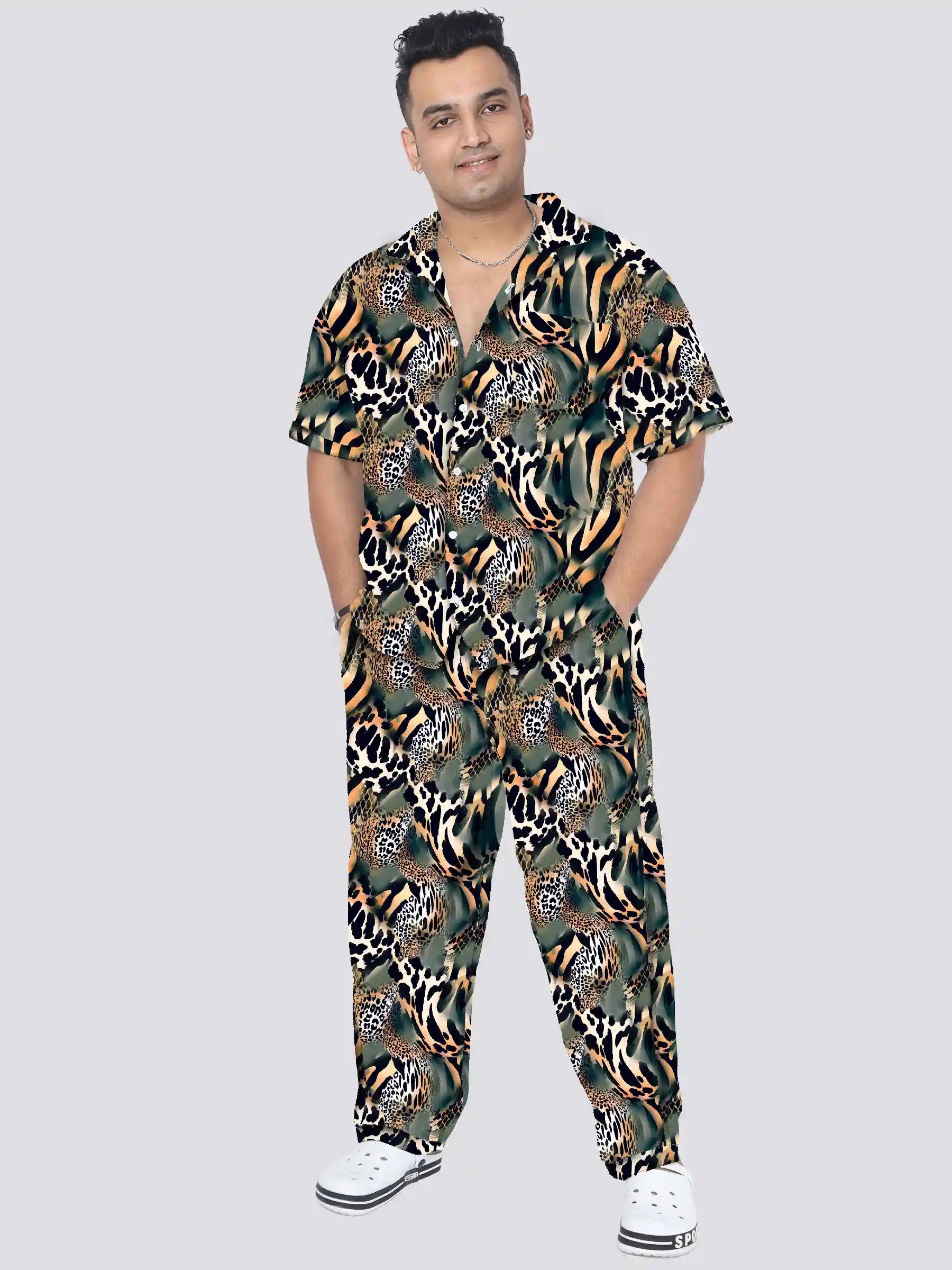 Leopard Prints Plus Size Men's Full Co-ord Set
