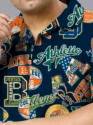 Athletic Motifs Print Plus Size Men’s Full Co-ord Set