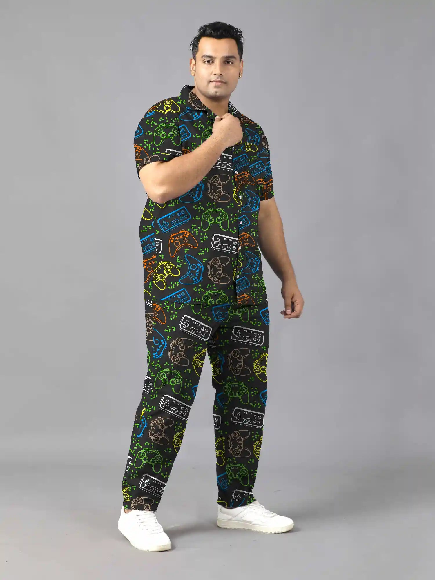 Gaming Controllers Print Plus Size Men’s Full Co-ord Set