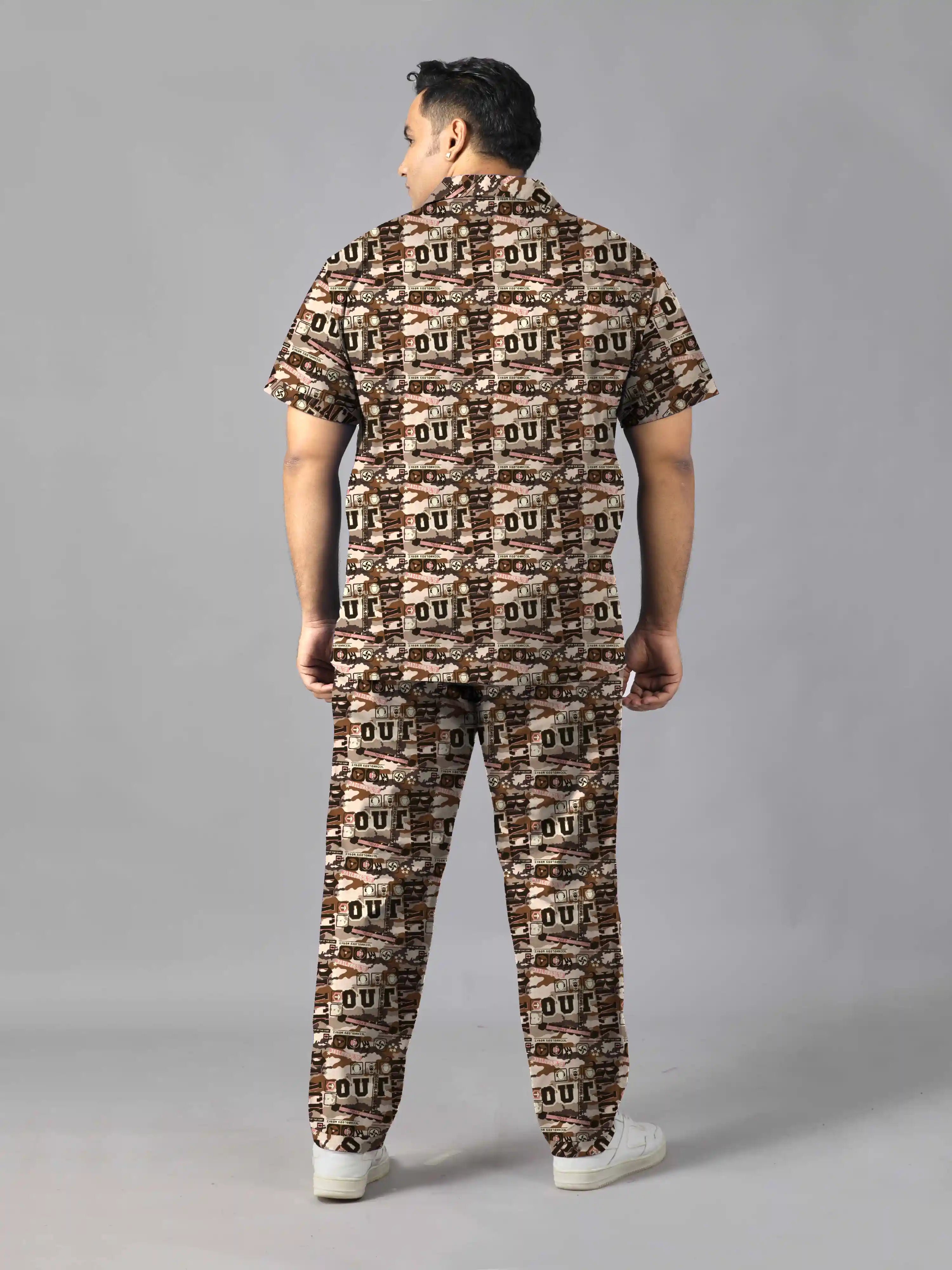 Black Out Print Plus Size Men’s Full Co-ord Set