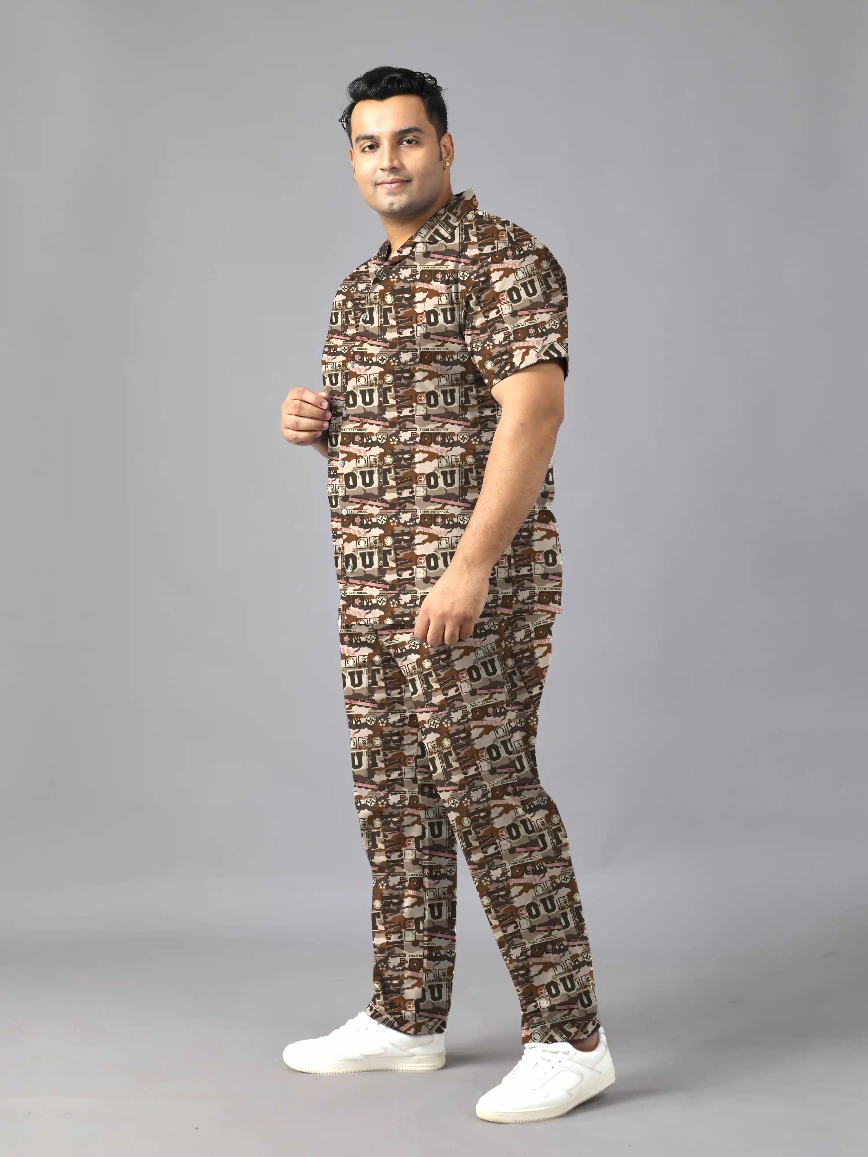 Black Out Print Plus Size Men’s Full Co-ord Set