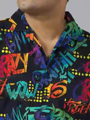 Stylised Lettering Digital Printed Plus Size Men’s Full Co-ord Set