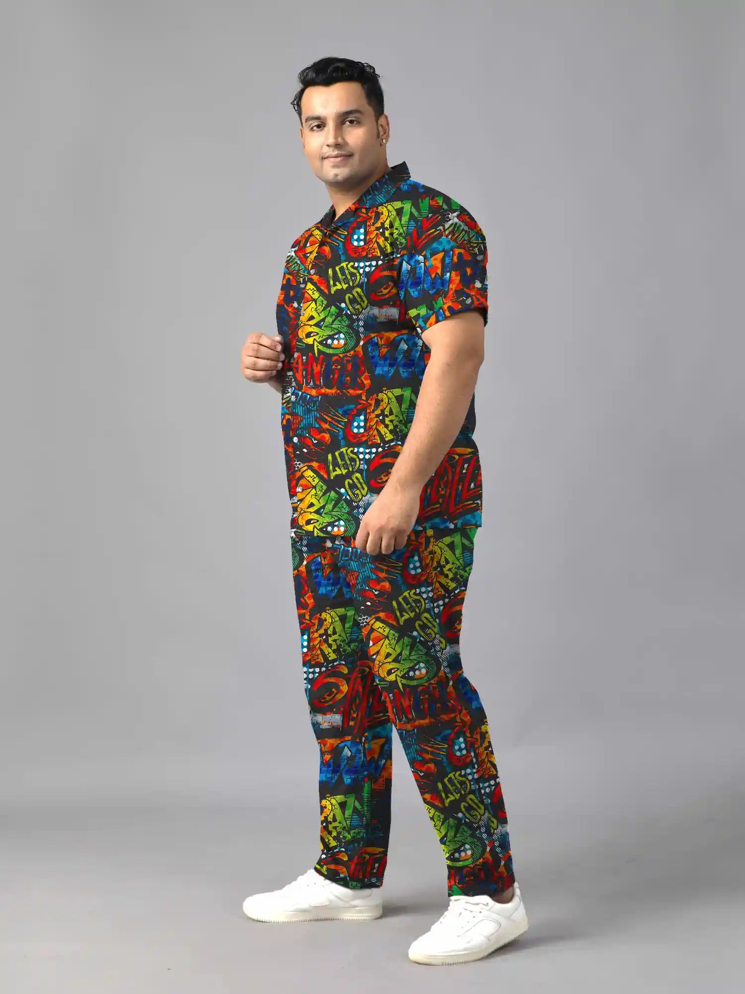 Street Art Digital Printed Plus Size Men’s Full Co-ord Set