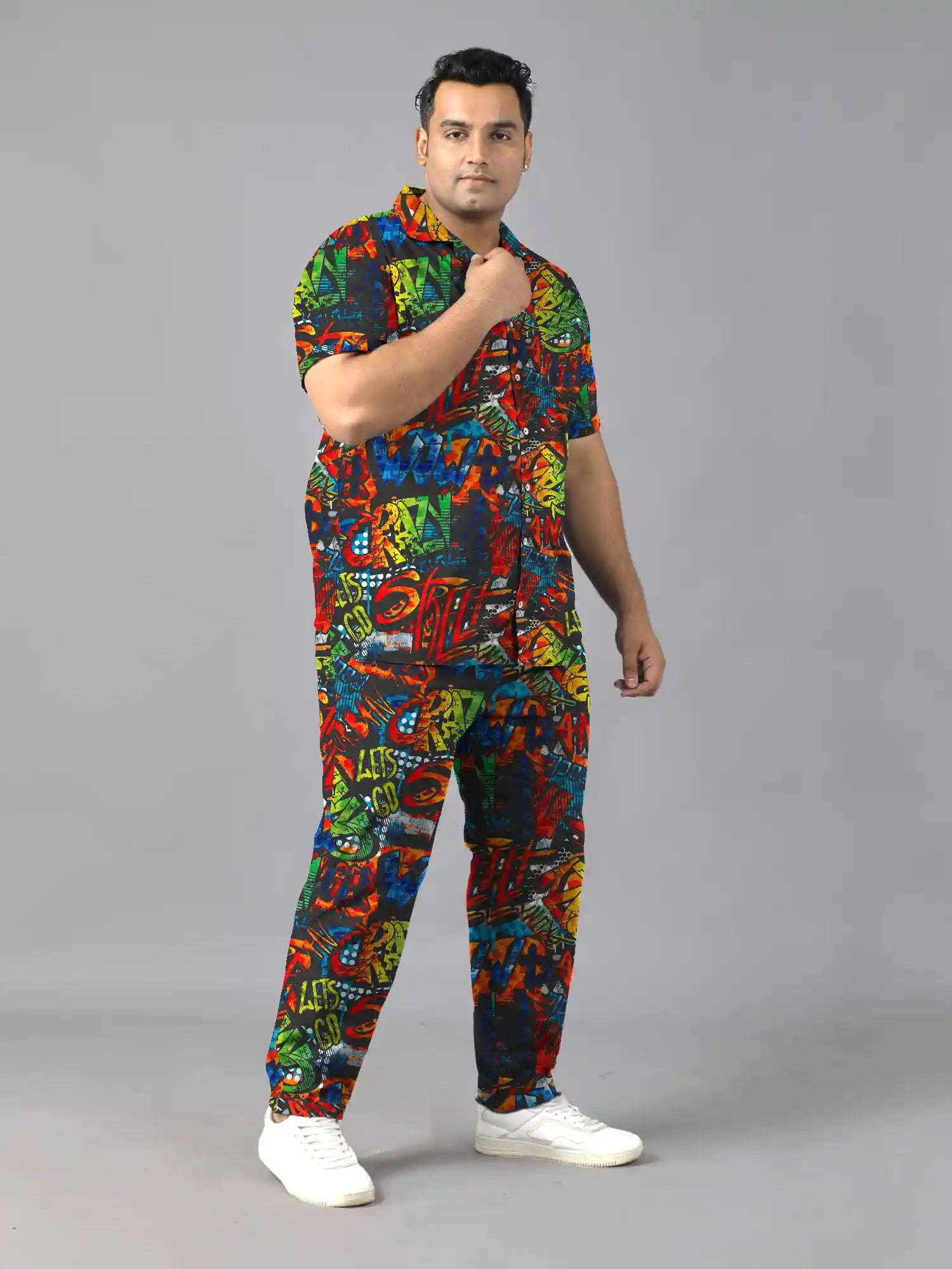 Street Art Digital Printed Plus Size Men’s Full Co-ord Set