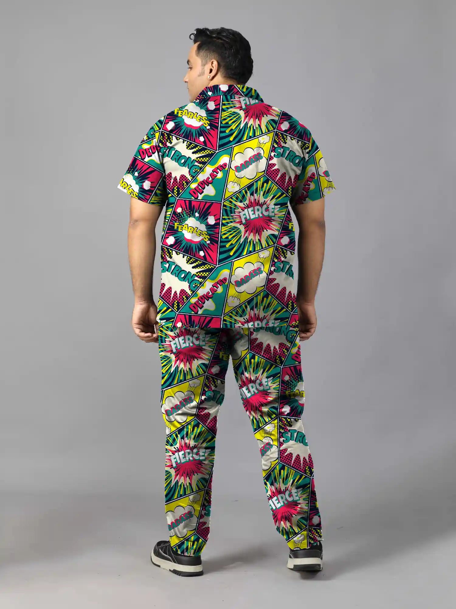 Vibrant Pop Art Digital Printed Plus Size Men’s Full Co-ord Set