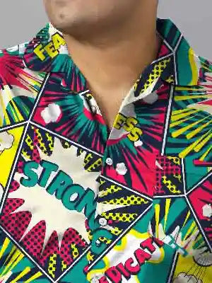Vibrant Pop Art Digital Printed Plus Size Men’s Full Co-ord Set