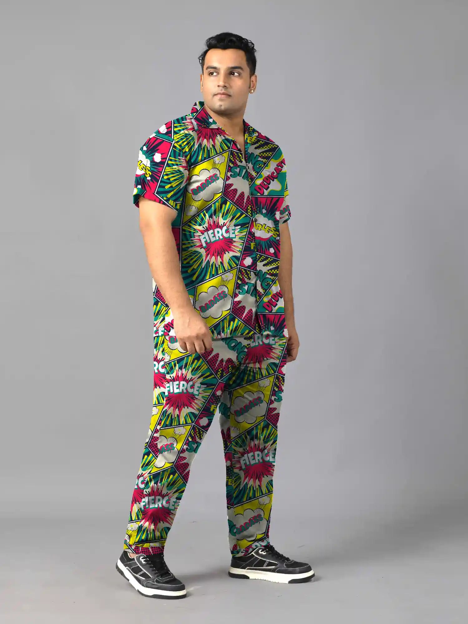 Vibrant Pop Art Digital Printed Plus Size Men’s Full Co-ord Set