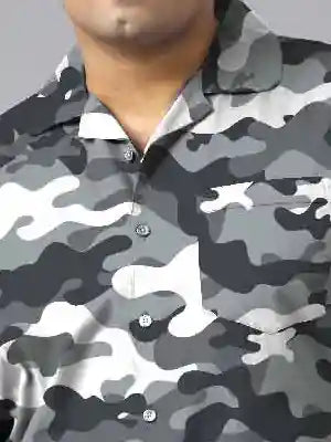 Grey Camo Printed Plus Size Men’s Full Co-ord Set