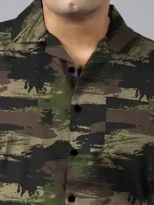 Brush Stroke Camo Printed Plus Size Men’s Full Co-ord Set