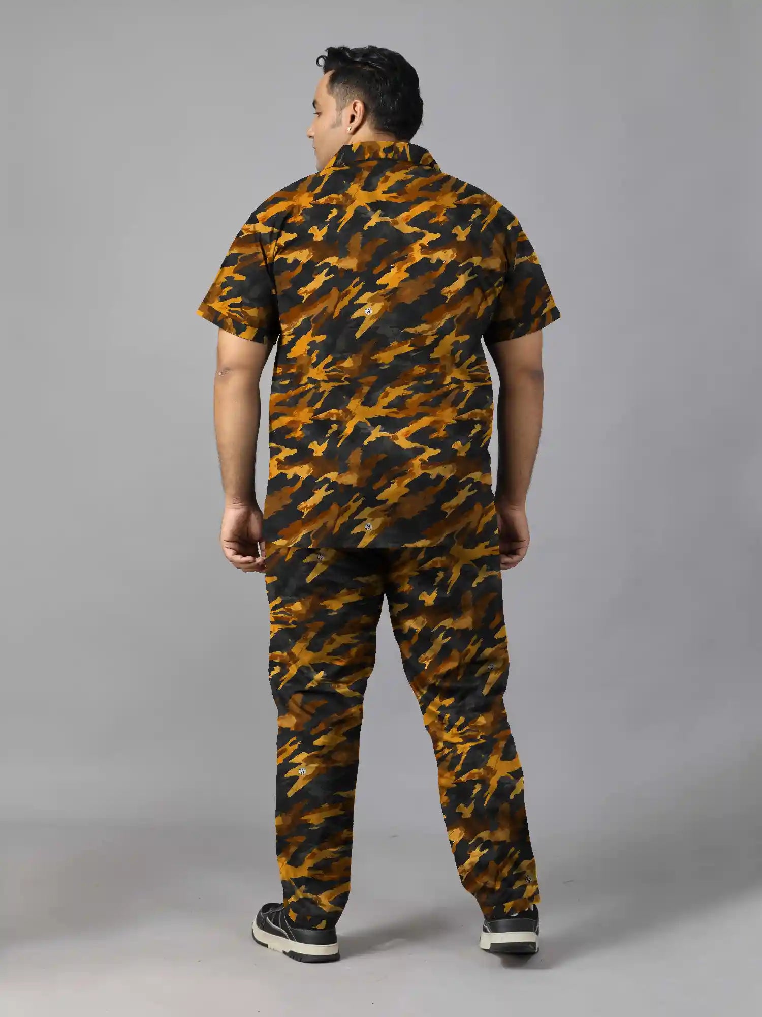 Gold Camo Print Plus Size Men’s Full Co-ord Set