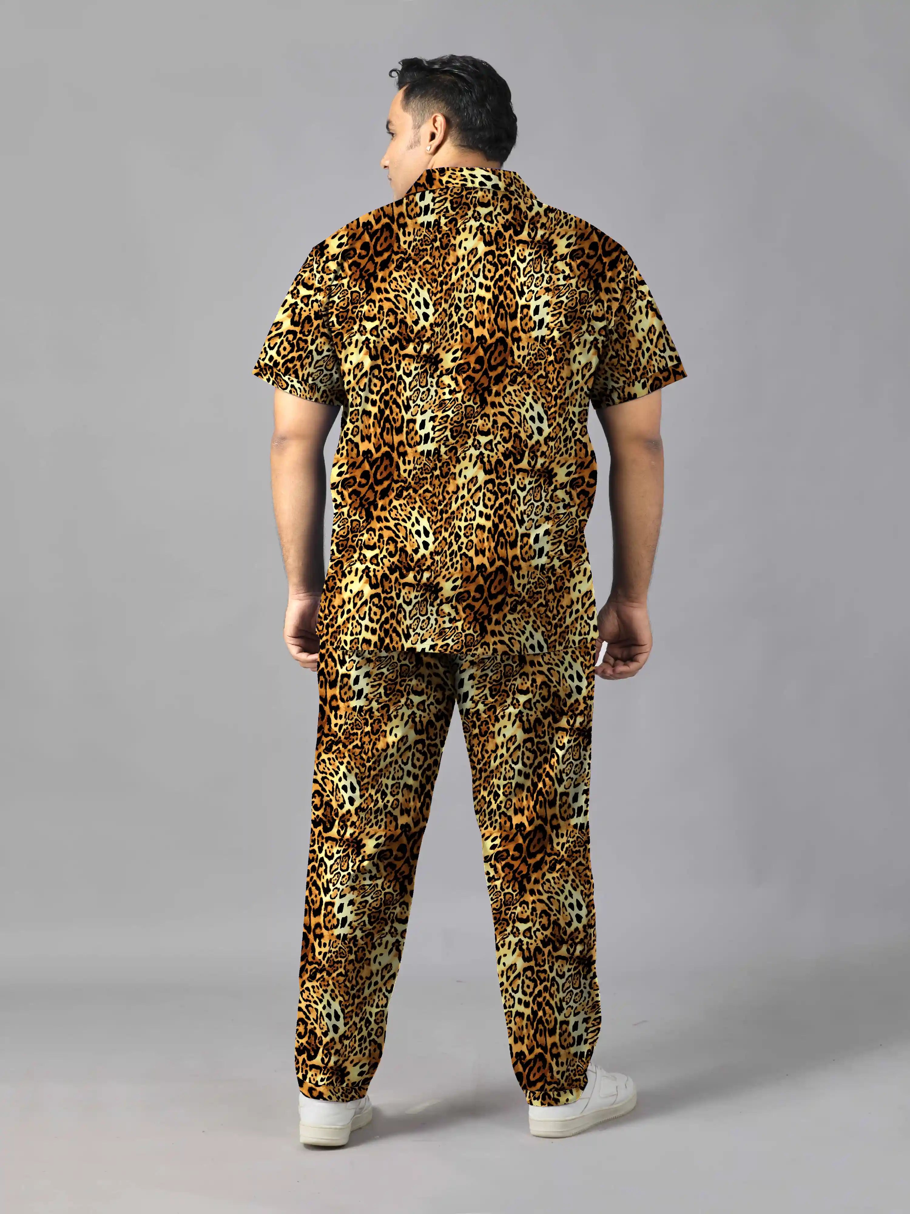 Leopard Skin Digital Printed Plus Size Men's Full Co-ord Set