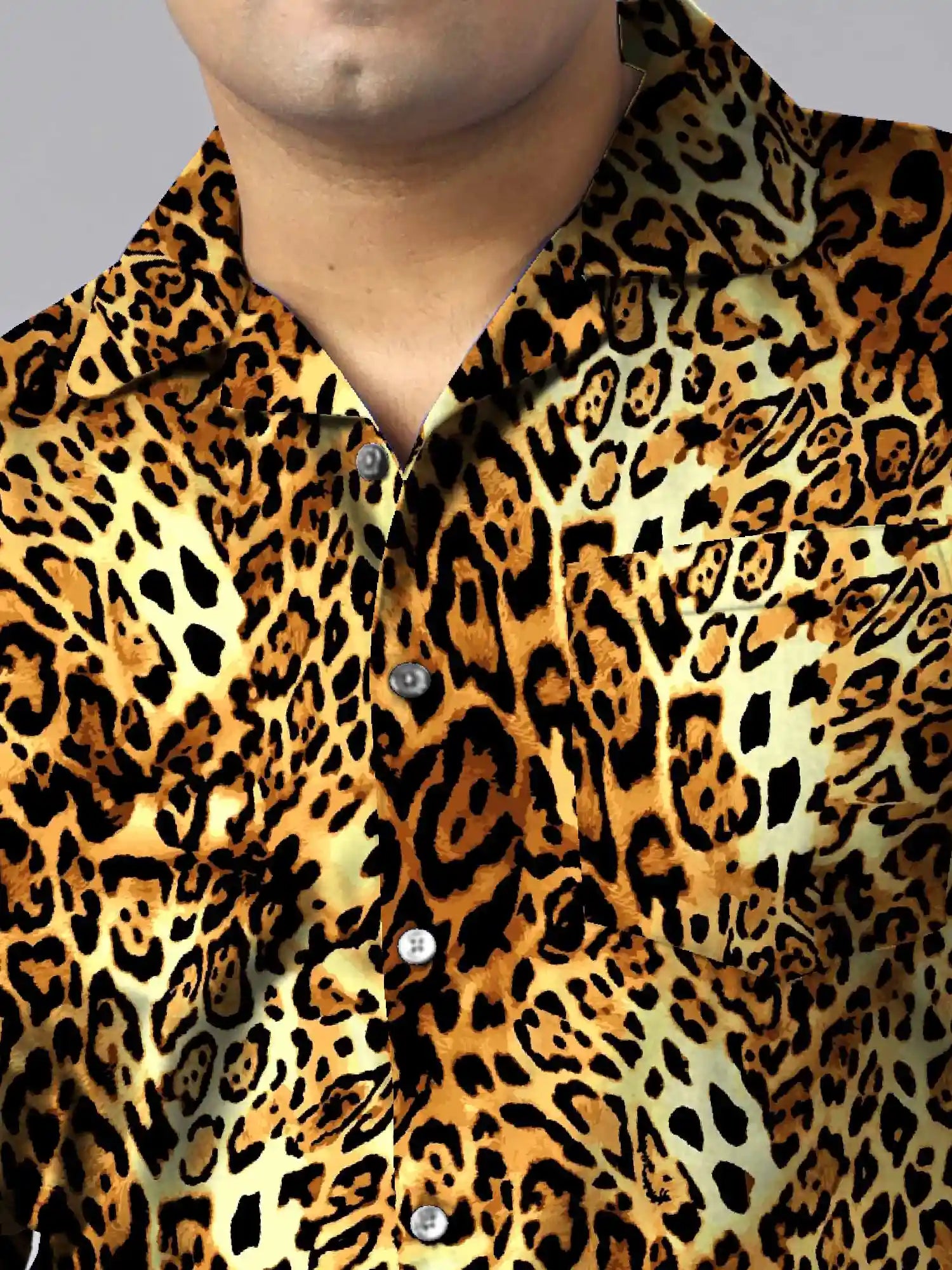 Leopard Skin Digital Printed Plus Size Men's Full Co-ord Set