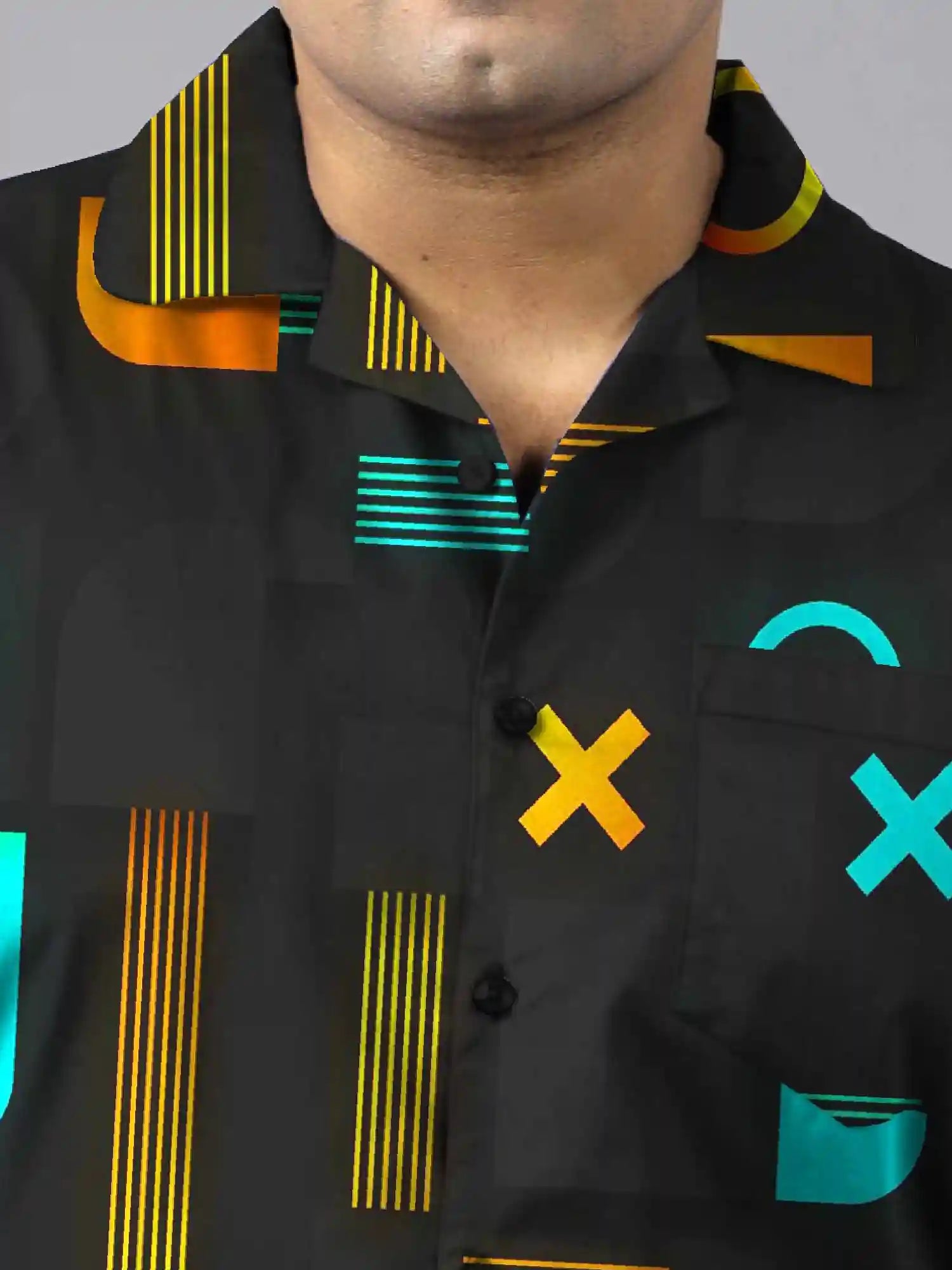 Abstract Shapes Digital Printed Plus Size Men's Full Co-ord Set