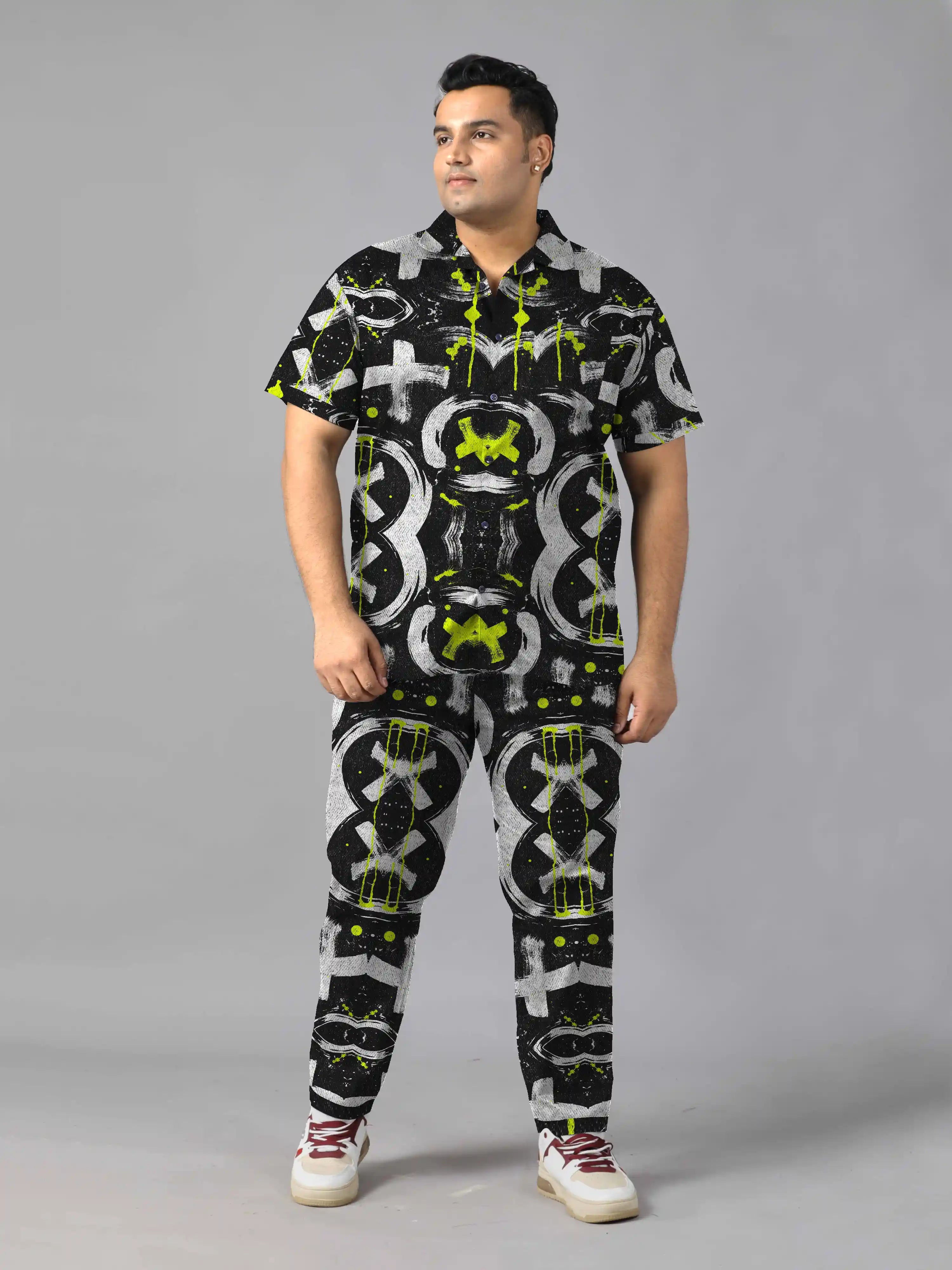 Graffiti Digital Printed Plus Size Men's Full Co-Ord Set