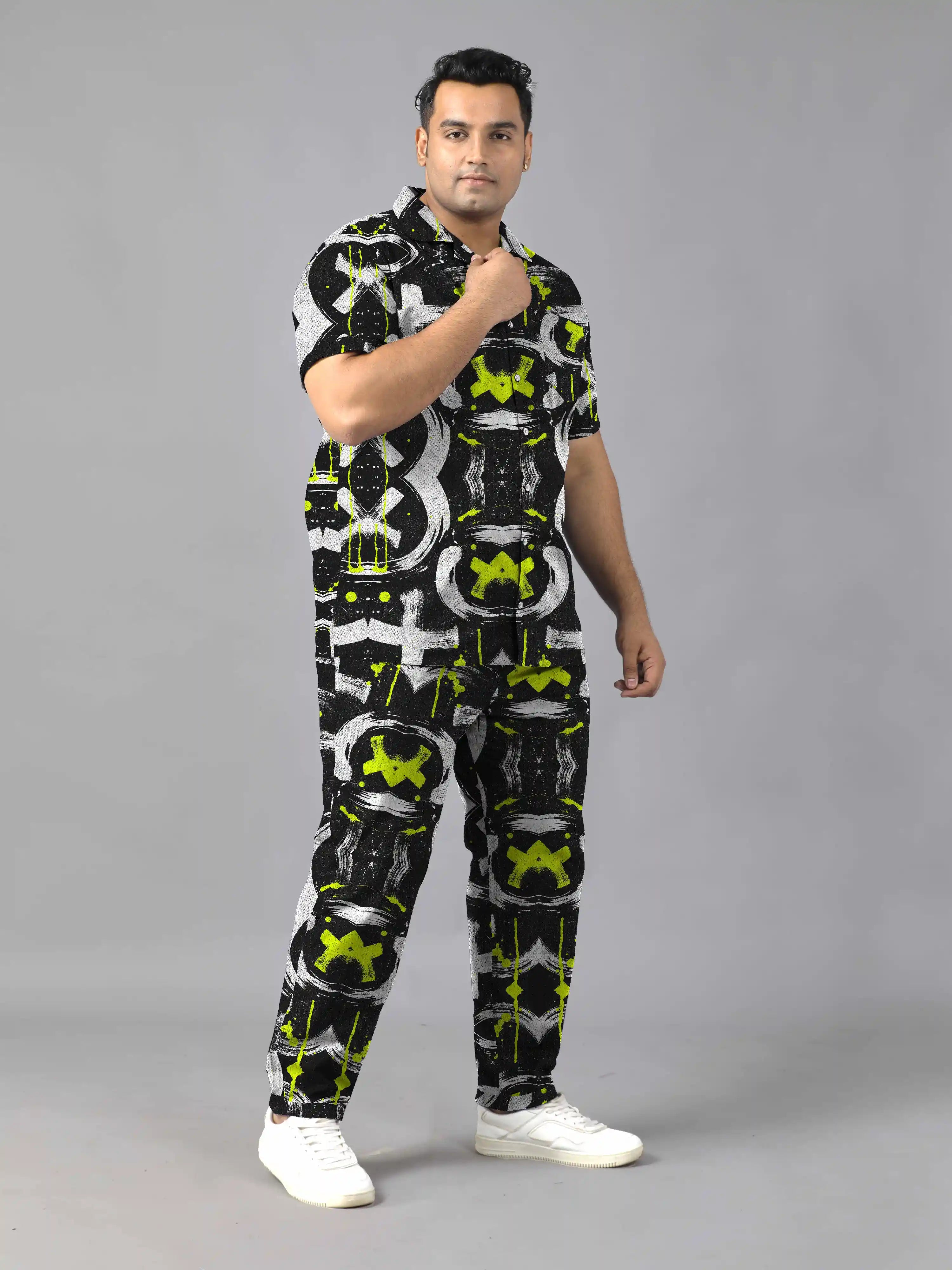 Graffiti Digital Printed Plus Size Men's Full Co-Ord Set