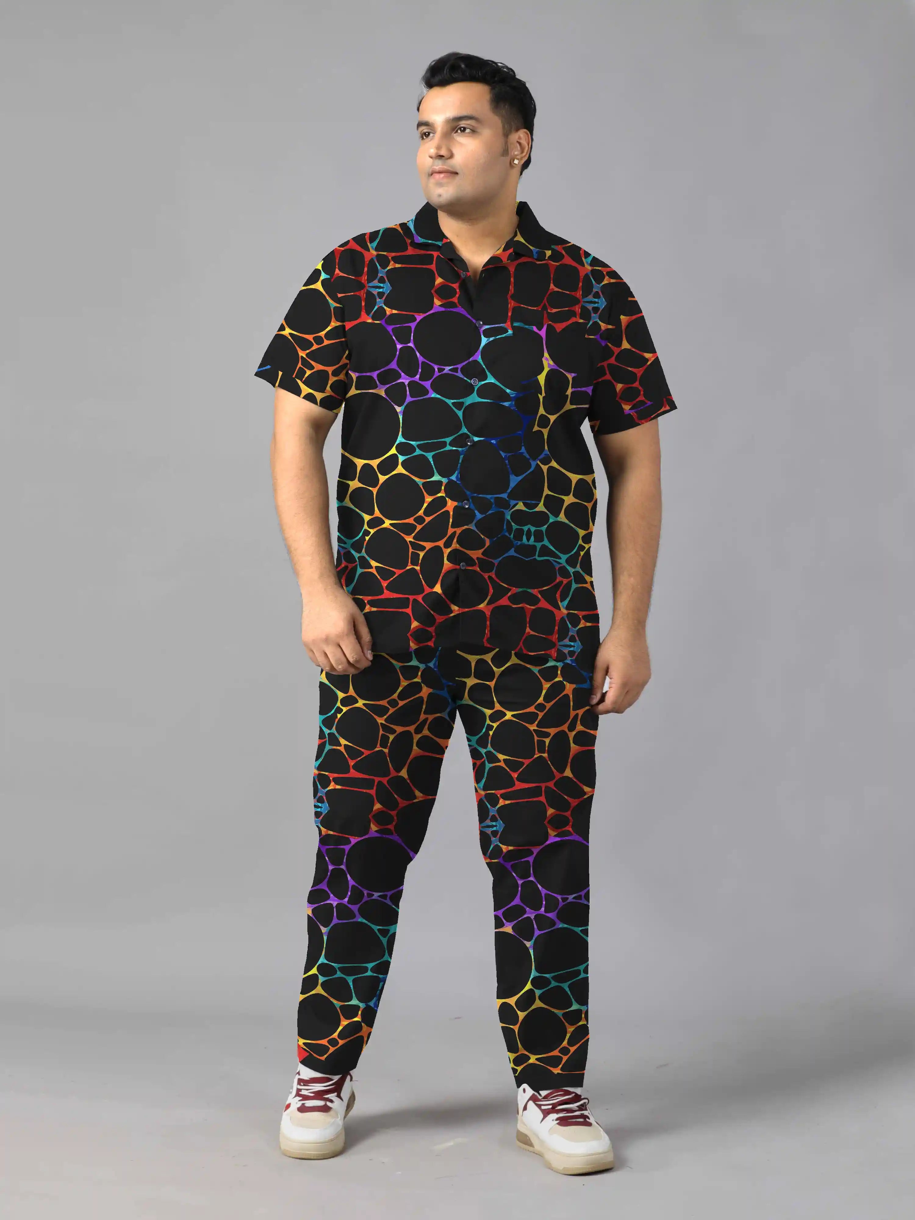 Pebbles Digital Printed Plus Size Men's Full Co-Ord Set