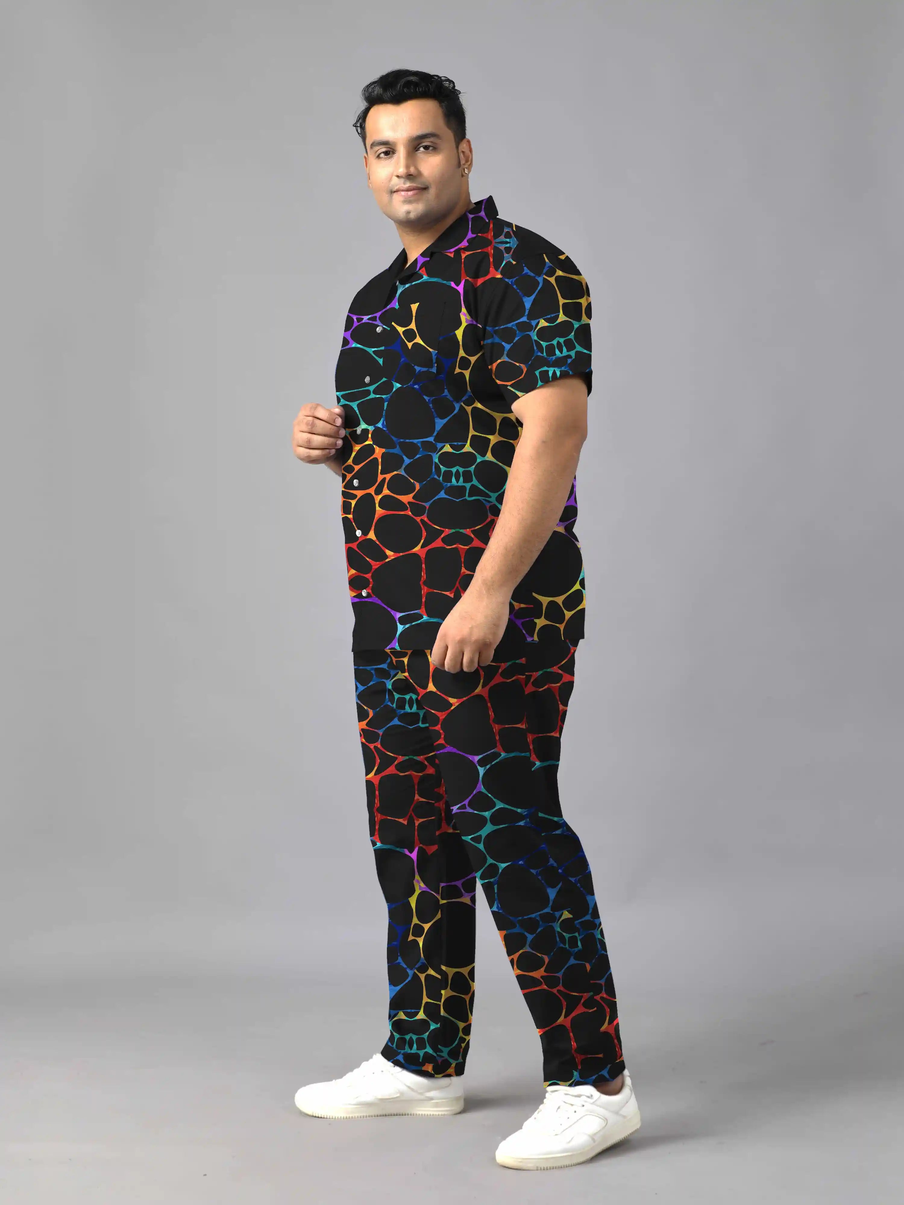 Pebbles Digital Printed Plus Size Men's Full Co-Ord Set