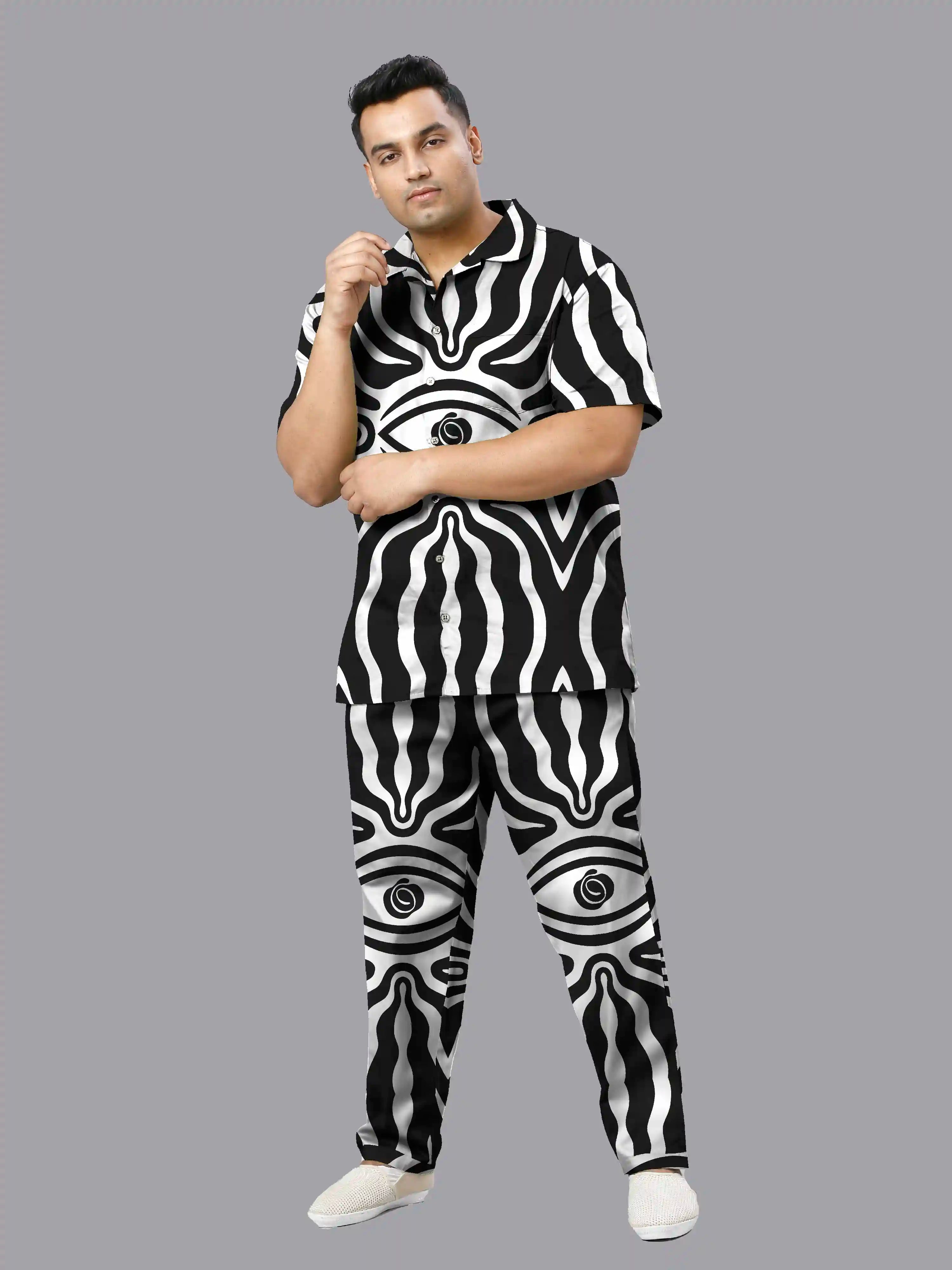 Eye Illustration Plus Size Men’s Full Co-ord Set