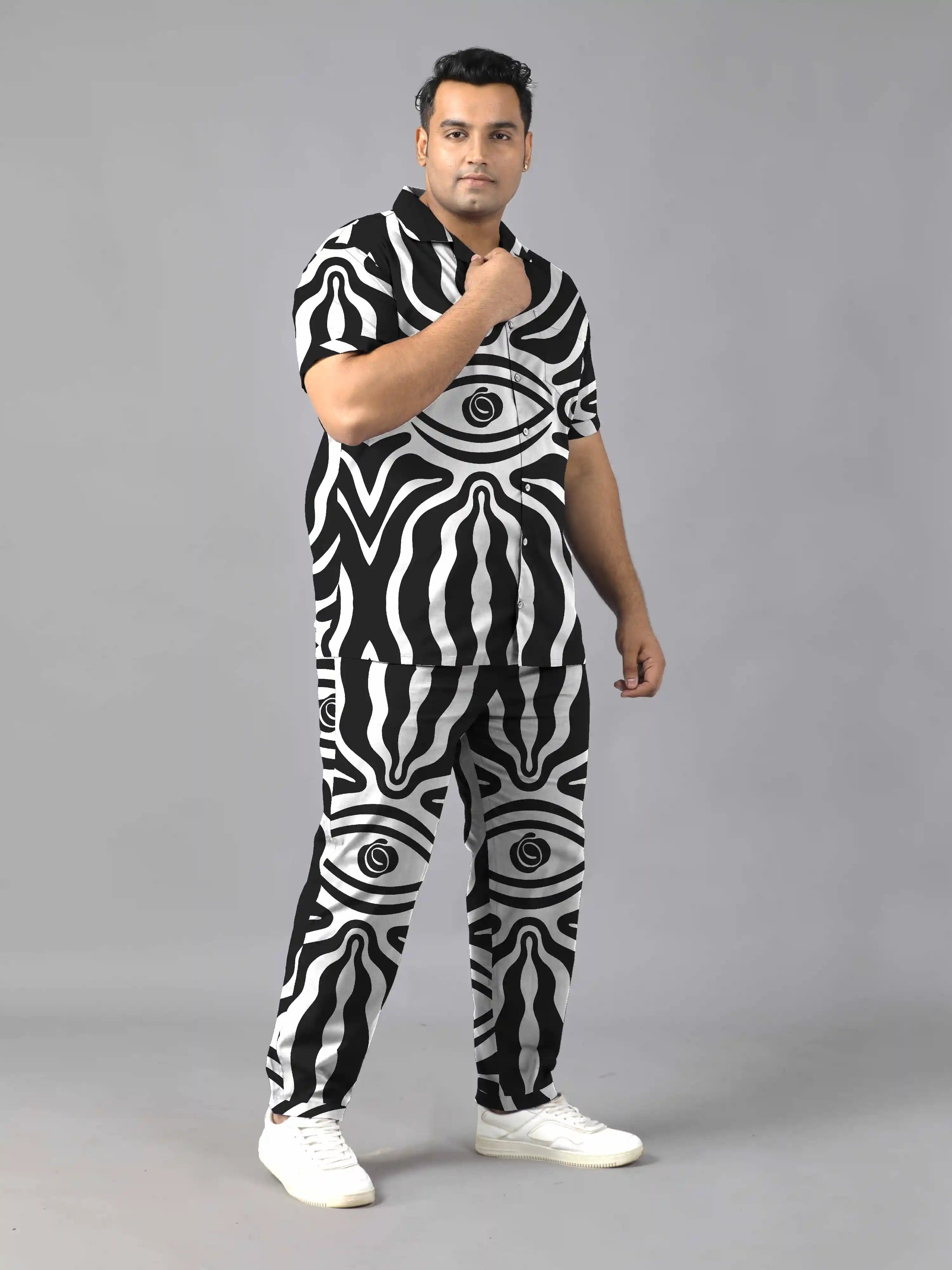 Eye Illustration Plus Size Men’s Full Co-ord Set