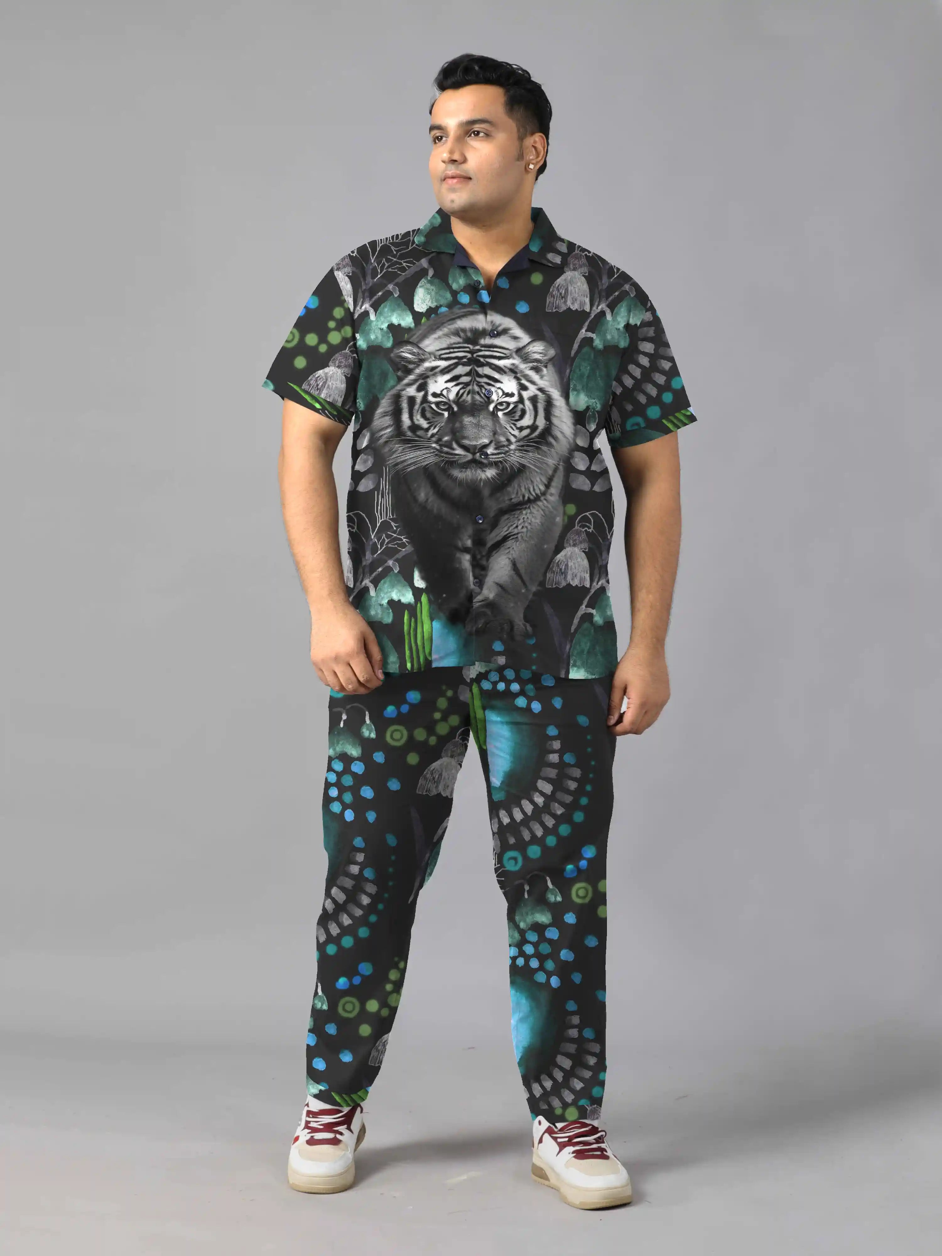 Siberian Tiger Digital Printed Plus Size Men’s Full Co-ord Set