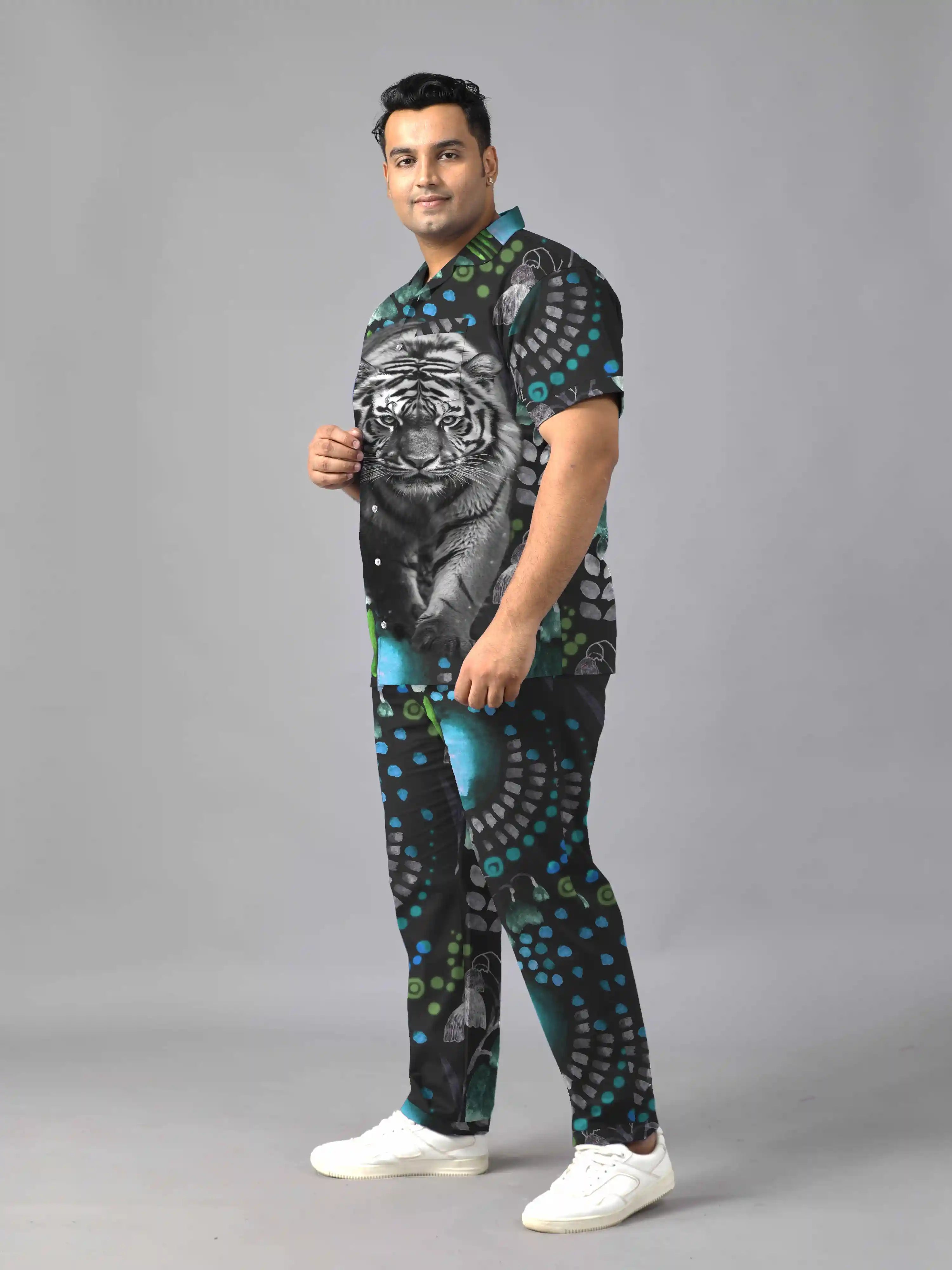 Siberian Tiger Digital Printed Plus Size Men’s Full Co-ord Set