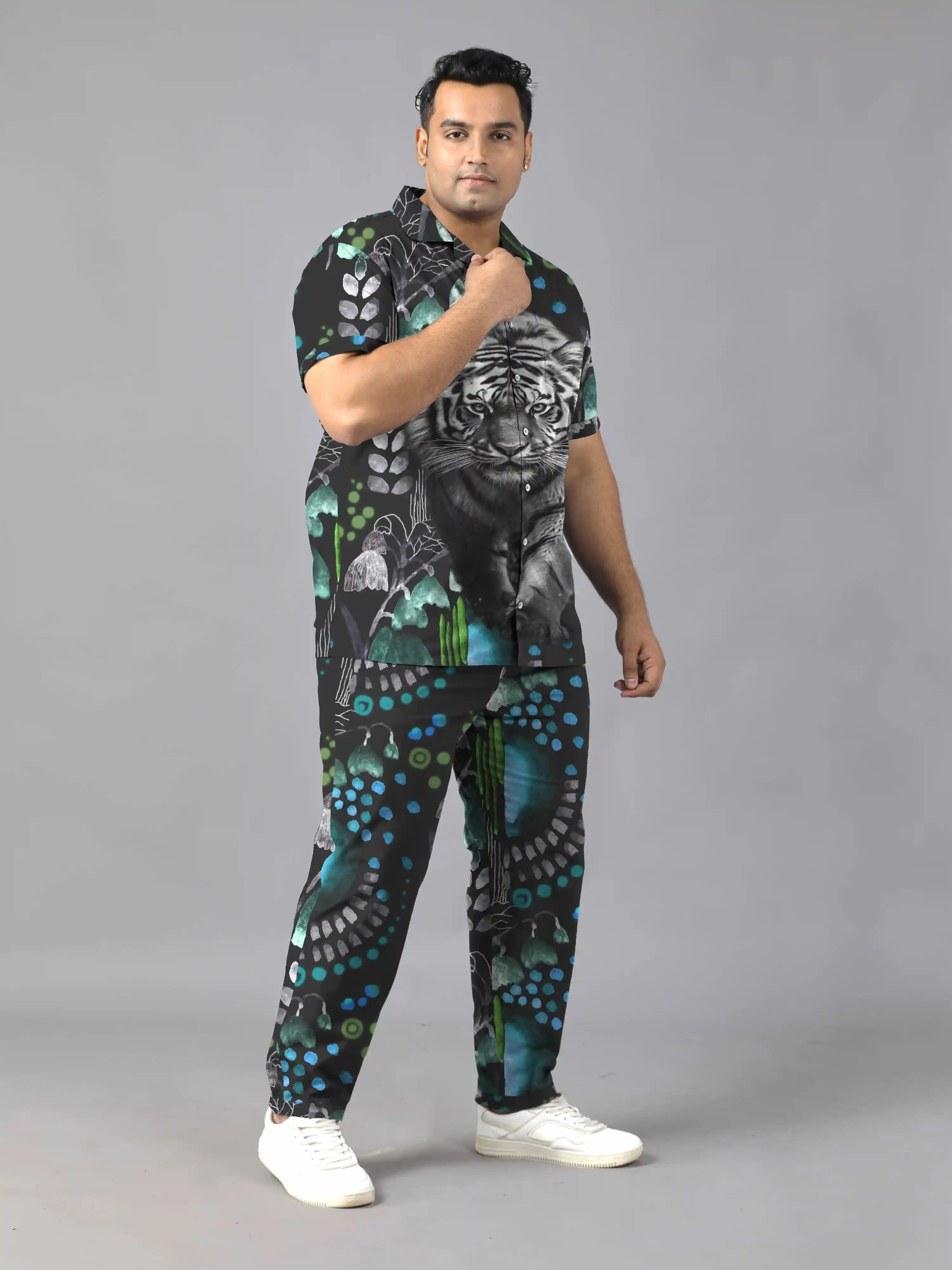 Siberian Tiger Digital Printed Plus Size Men’s Full Co-ord Set