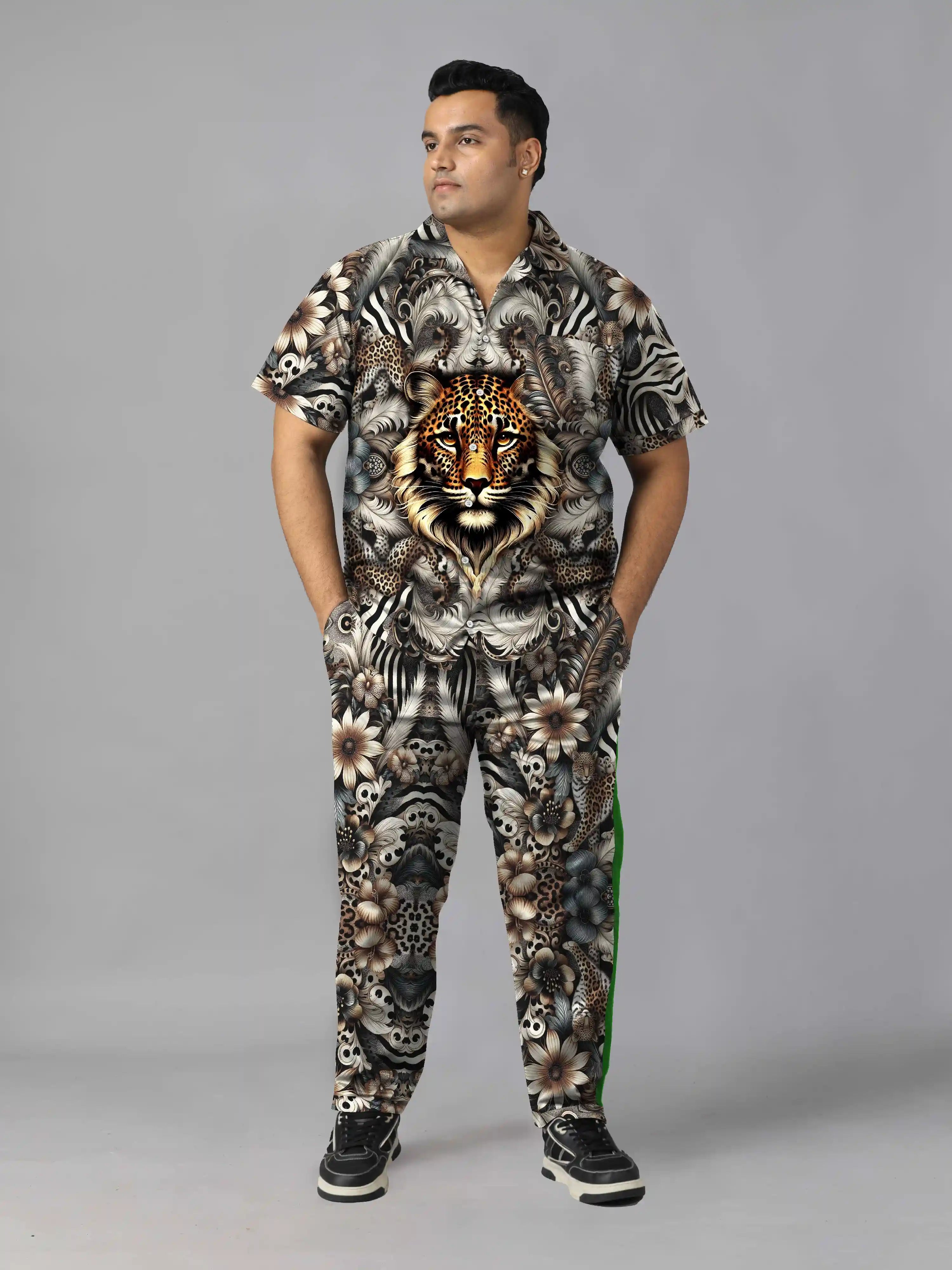 Leopard Digital Printed Plus Size Men’s Full Co-ord Set