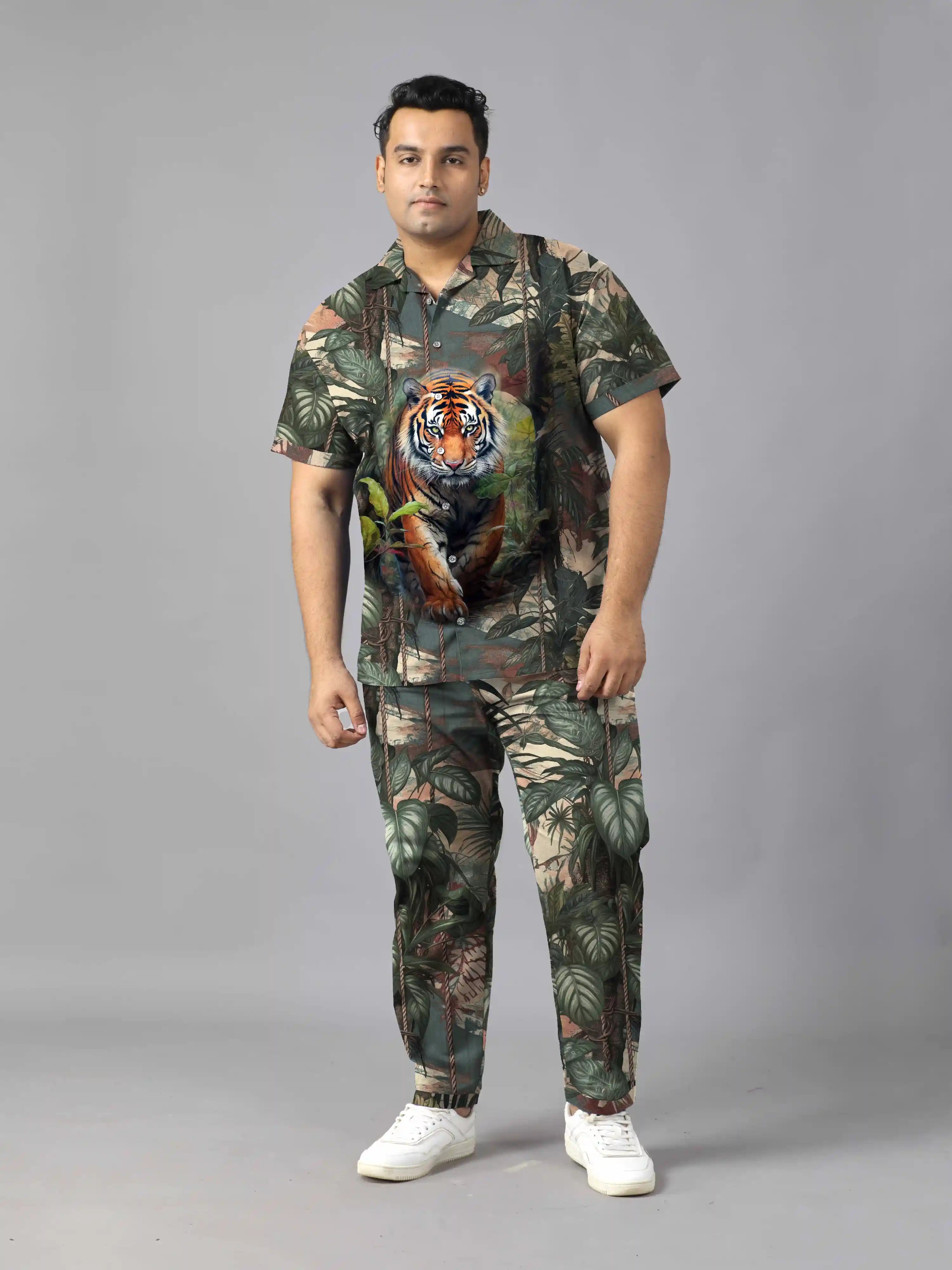 The Jungle King Digital Printed Plus Size Men’s Full Co-ord Set