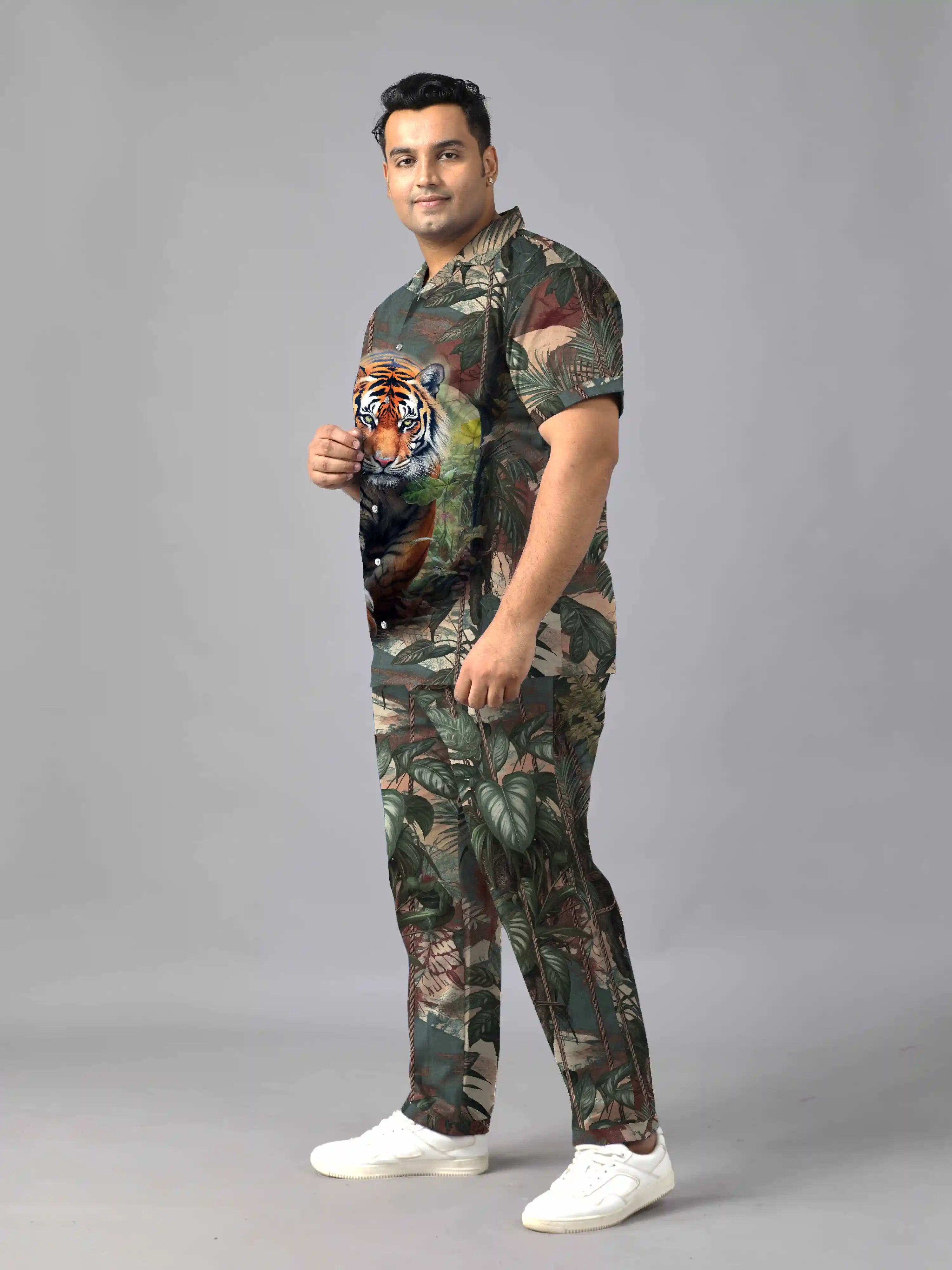 The Jungle King Digital Printed Plus Size Men’s Full Co-ord Set
