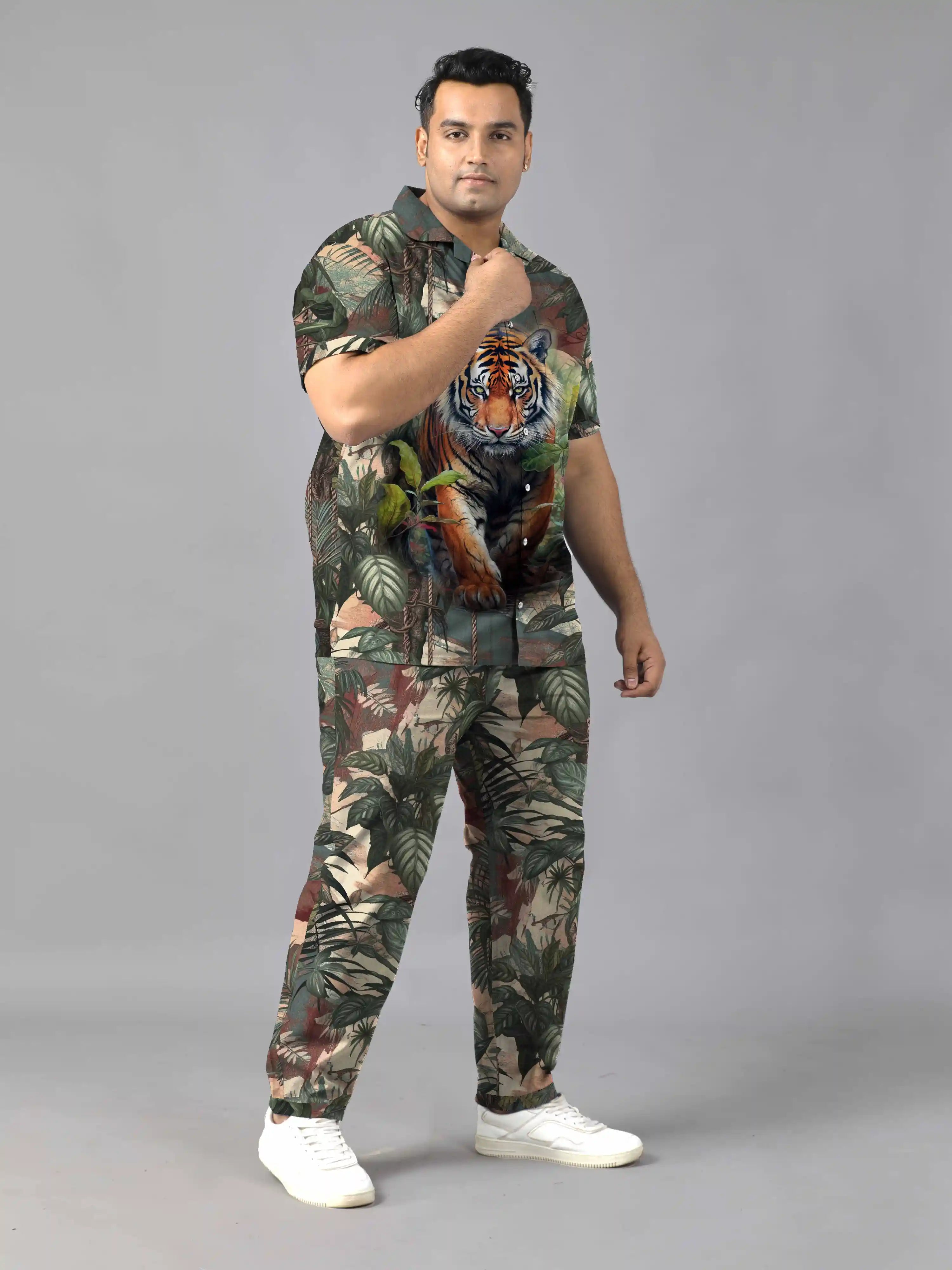 The Jungle King Digital Printed Plus Size Men’s Full Co-ord Set