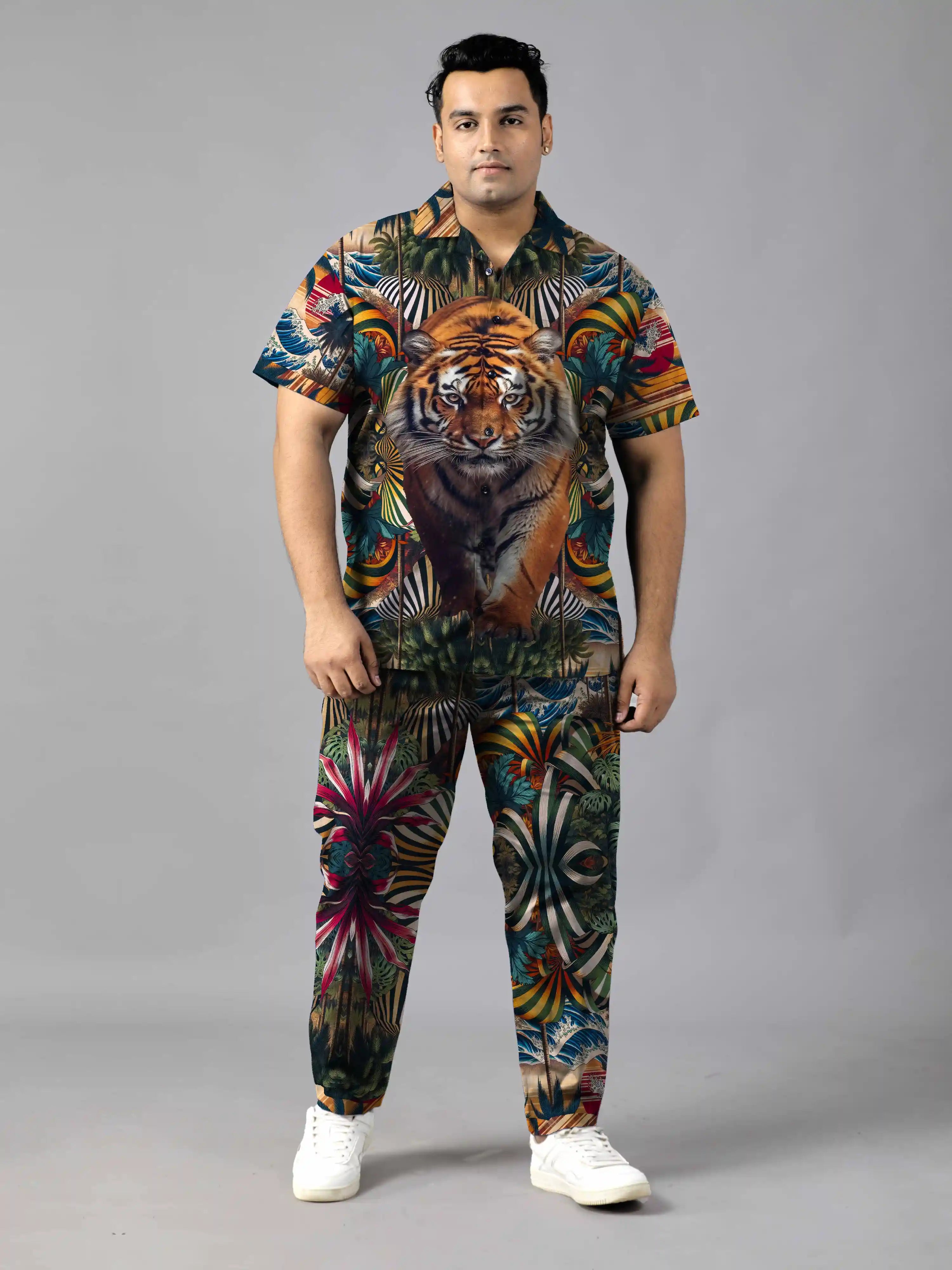Beach Royalty Digital Printed Plus Size Men's Full Co-ord Set