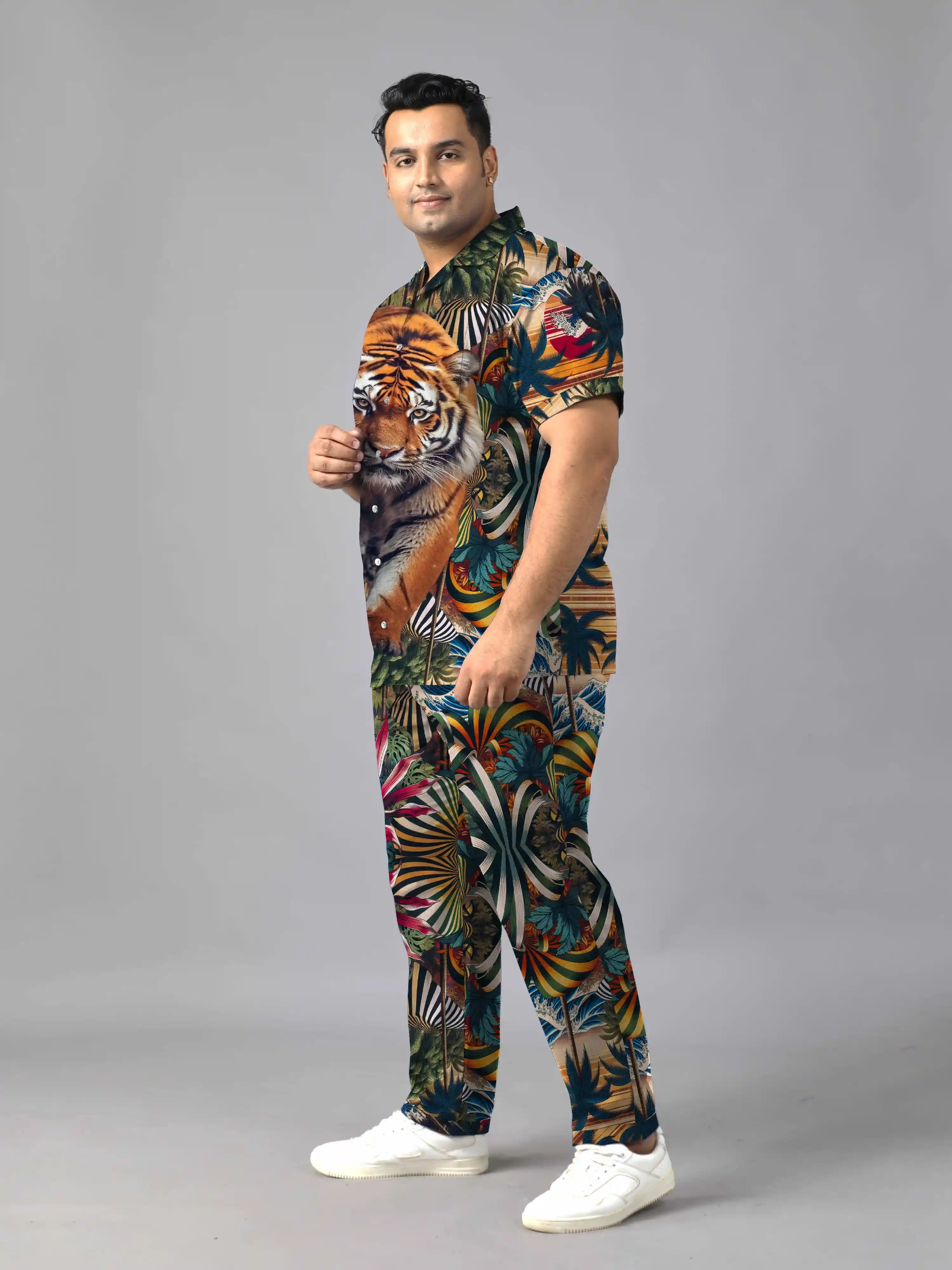 Beach Royalty Digital Printed Plus Size Men's Full Co-ord Set